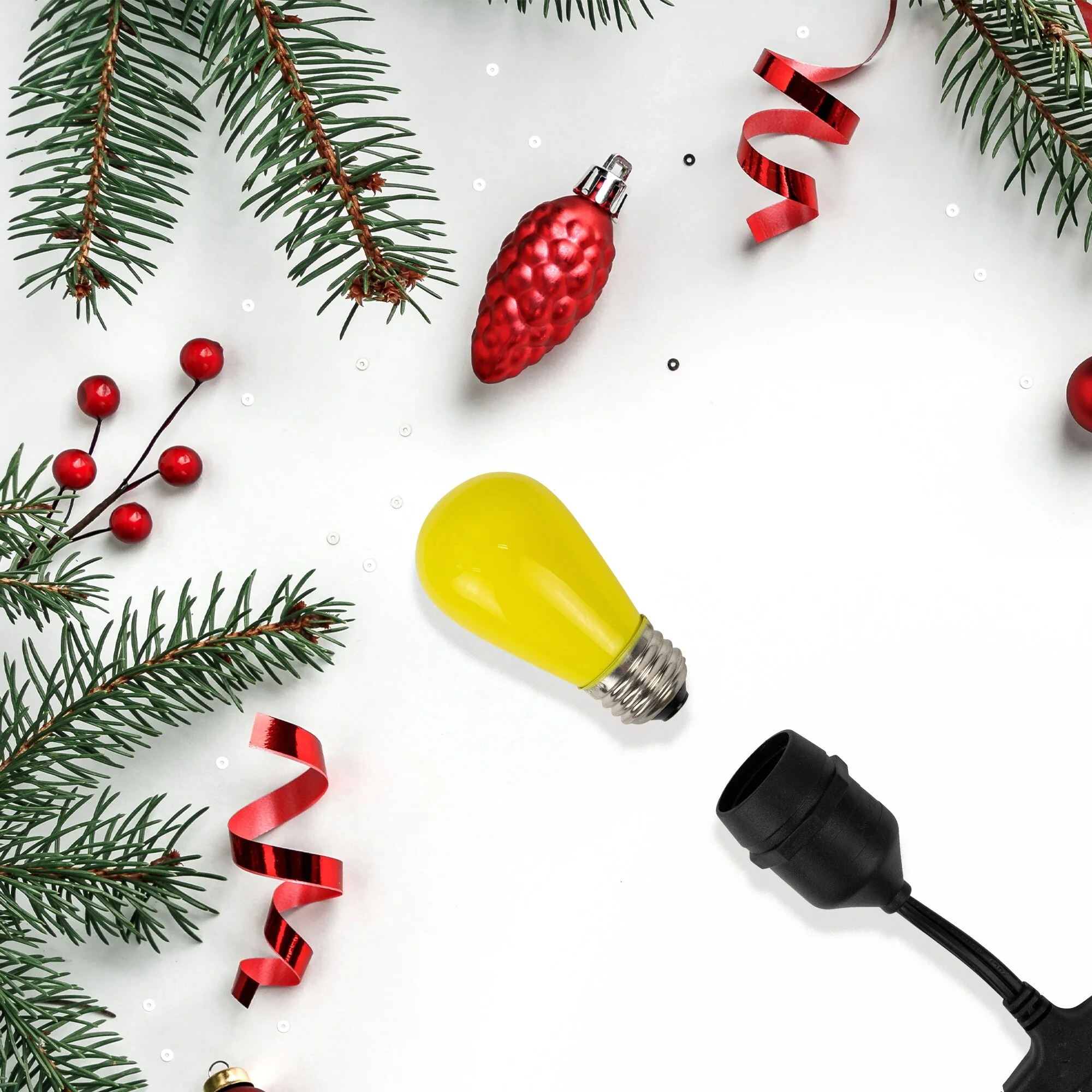 25 Opaque Yellow LED S14 Christmas Replacement Light Bulbs 1.3 Watts