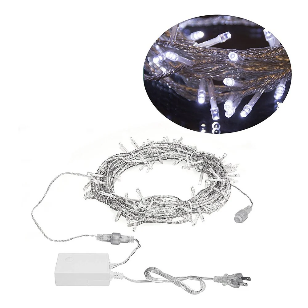 ALEKO Electric 100 LED White Extendable Christmas Light 34 ft Lot of 2