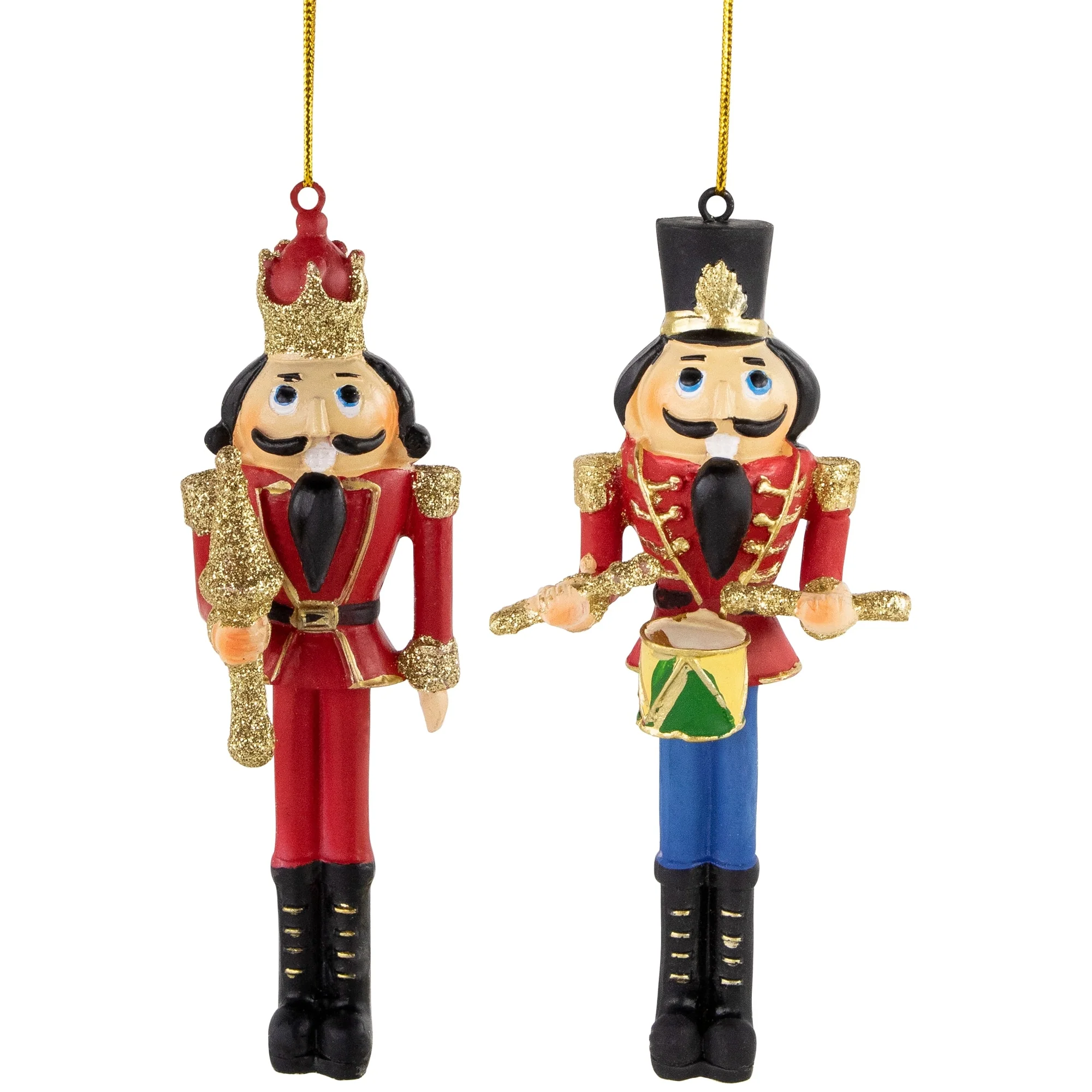 Set of 2 Nutcracker King and Soldier Christmas Ornaments 5.75