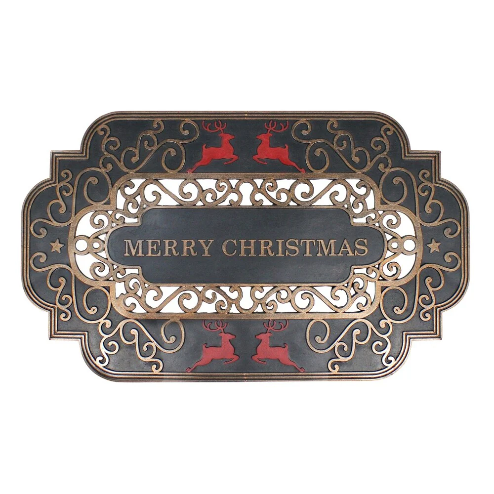 Merry Christmas Door Mat with Red Reindeer 17