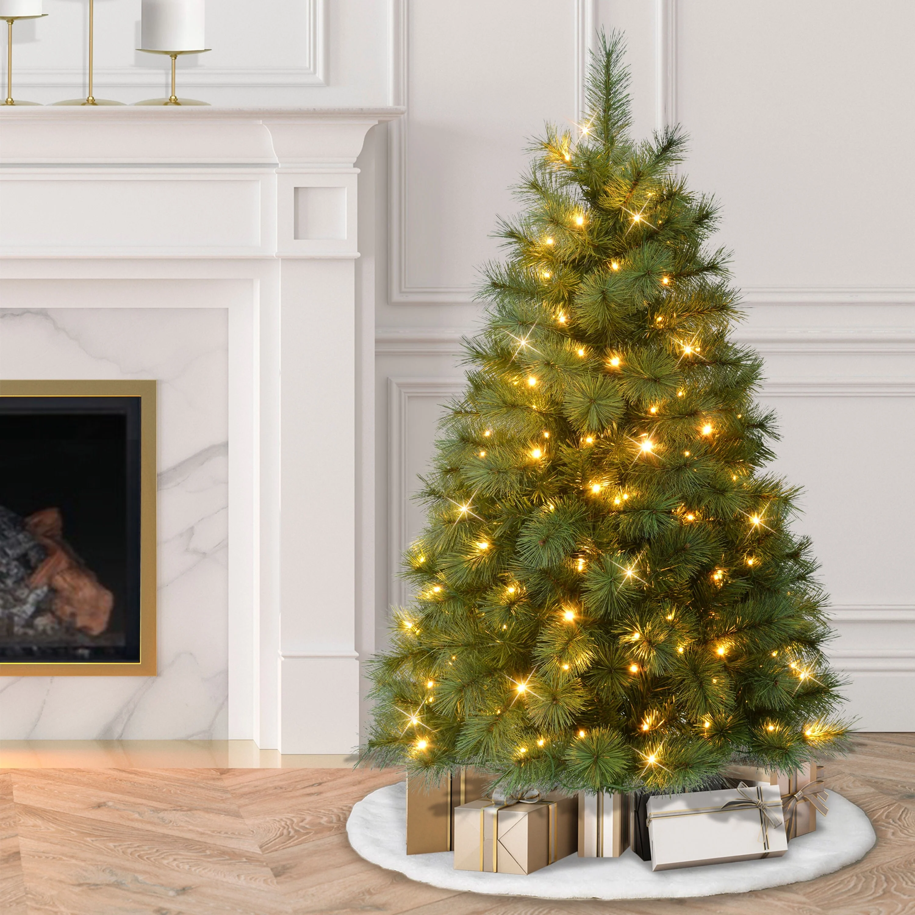 Puleo International 4.5' Pre-Lit Artificial Wyoming Pine Tree with Multi-Function LED Lights