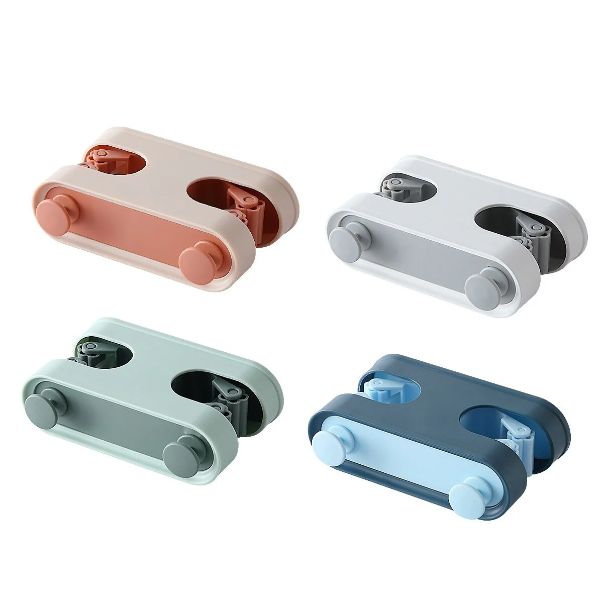 HGMart Broom Holder , Double Clips, White+blue+green+powder
