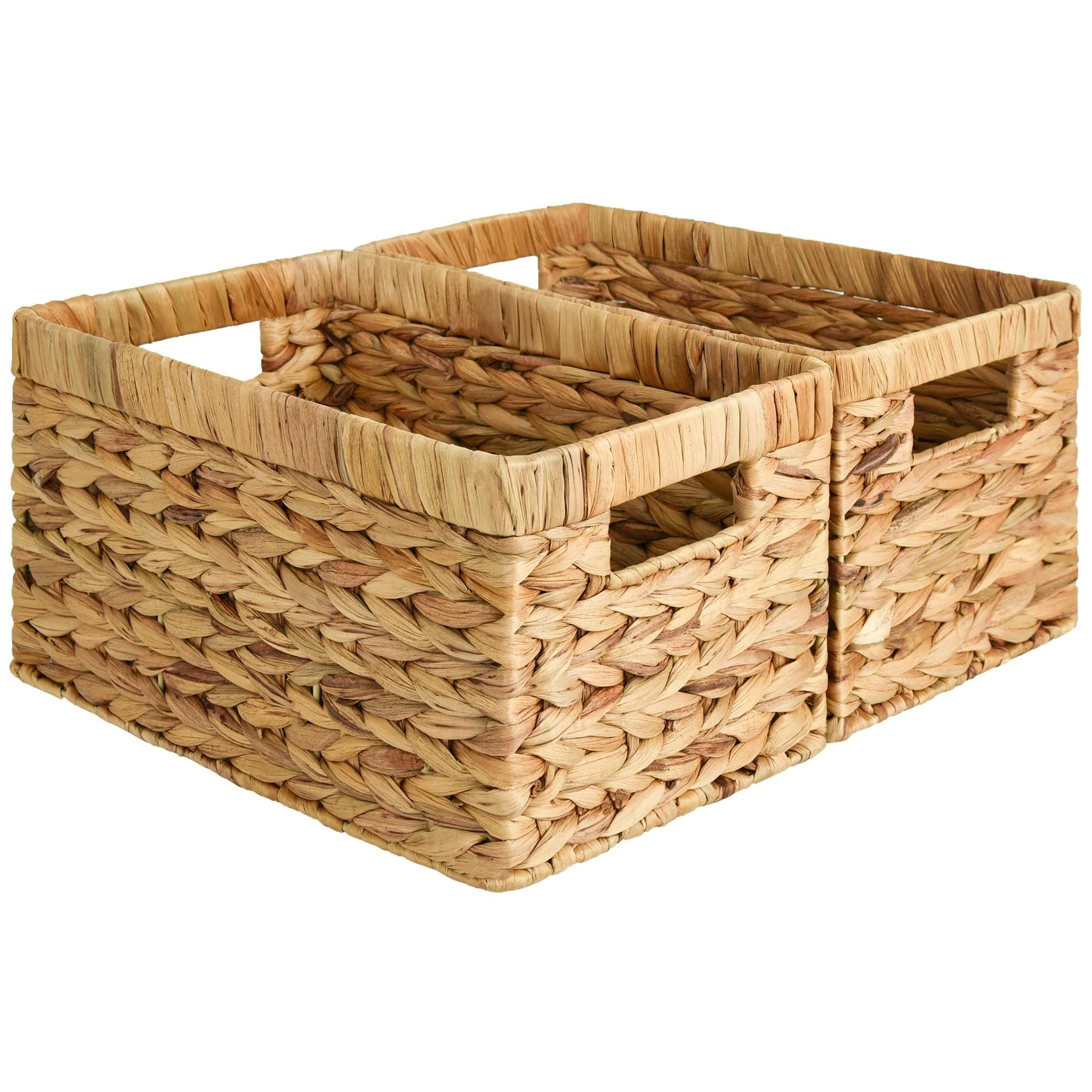 StorageWorks 2-Pack Wicker Storage Basket with Built-in Handle - 8.25