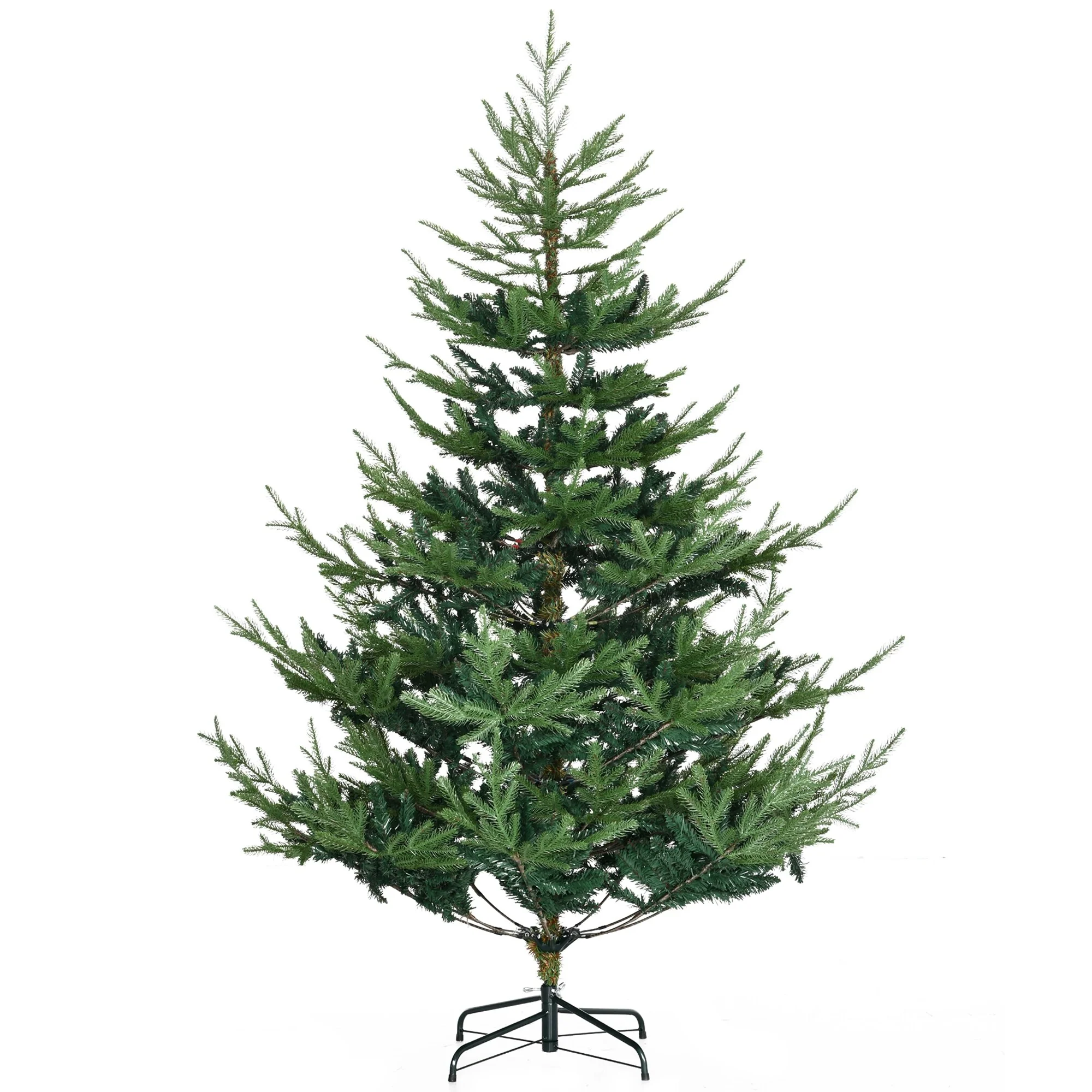 Unlit 6ft Artificial Pine Xmas Tree with 795 Realistic Branches, Auto Open & Sturdy Steel Base for Easy Assembly