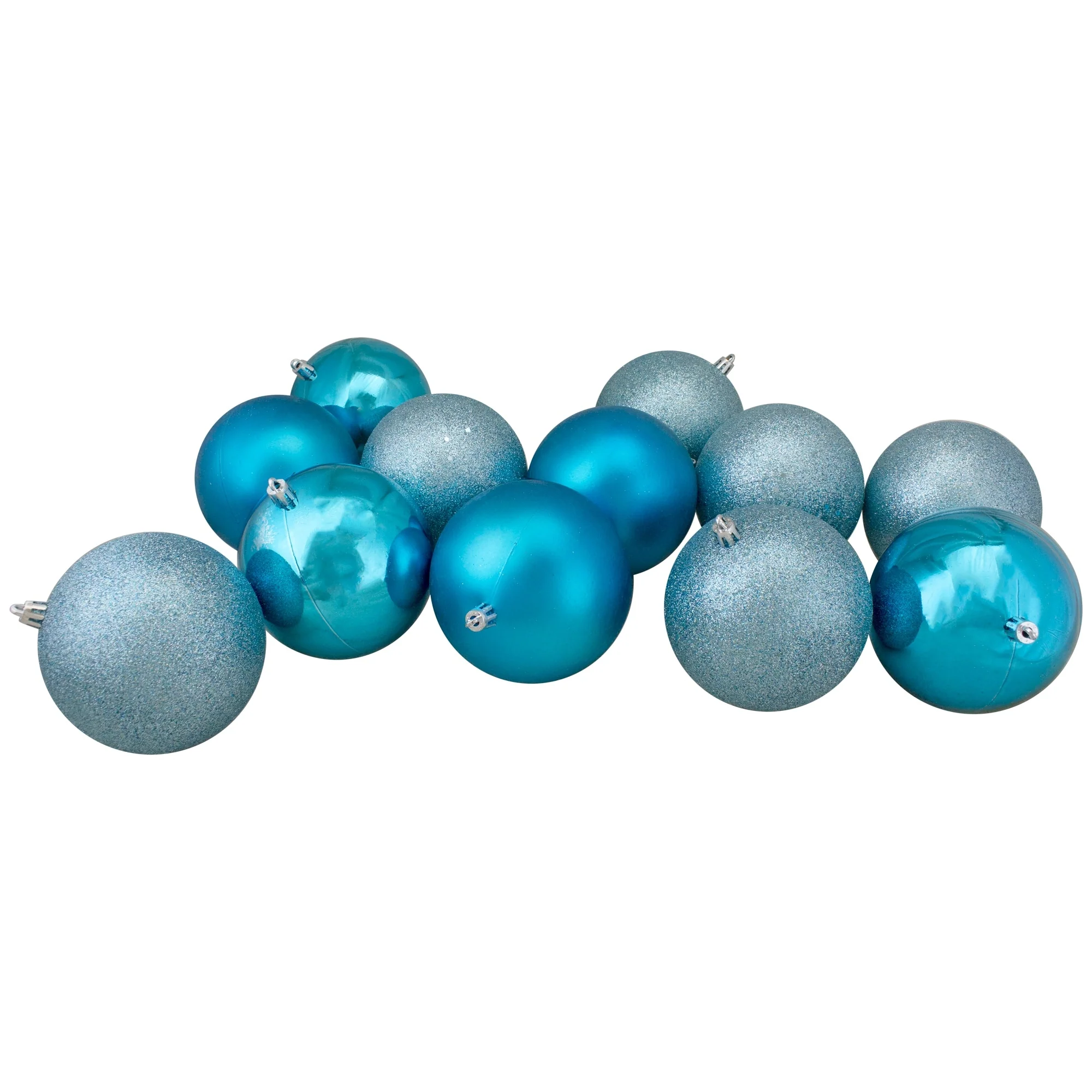 24ct Turquoise Blue Shatterproof 4-Finish Ball Ornaments 2.5