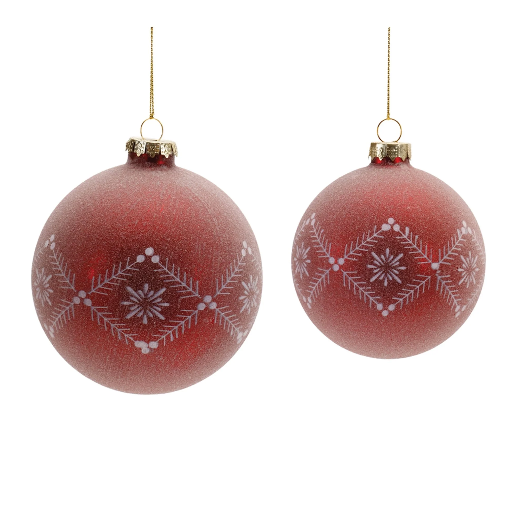 Frosted Snowflake Etched Ball Glass Christmas Ornaments - 4