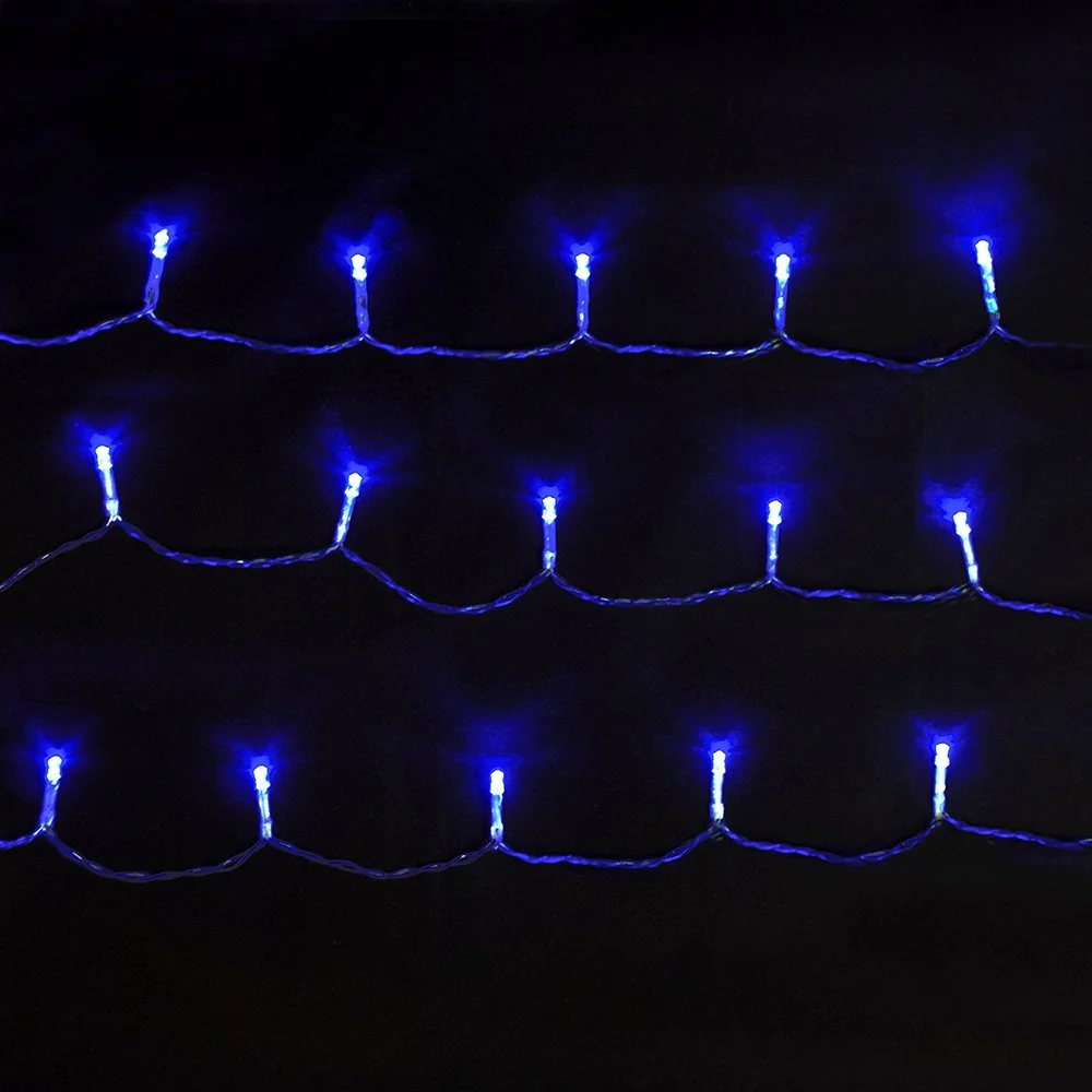 ALEKO Solar Powered Blue 50 LED Christmas String Lights Lot of 4