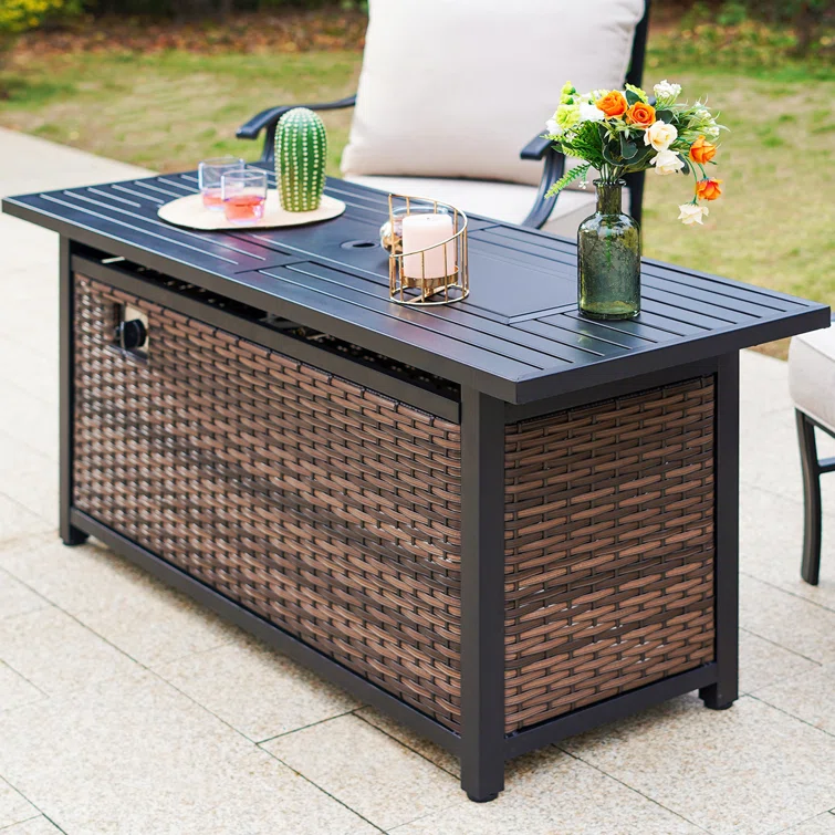 Arwand Outdoor Patio Conversation Set with Fire Pit Table & Optional Ottomans