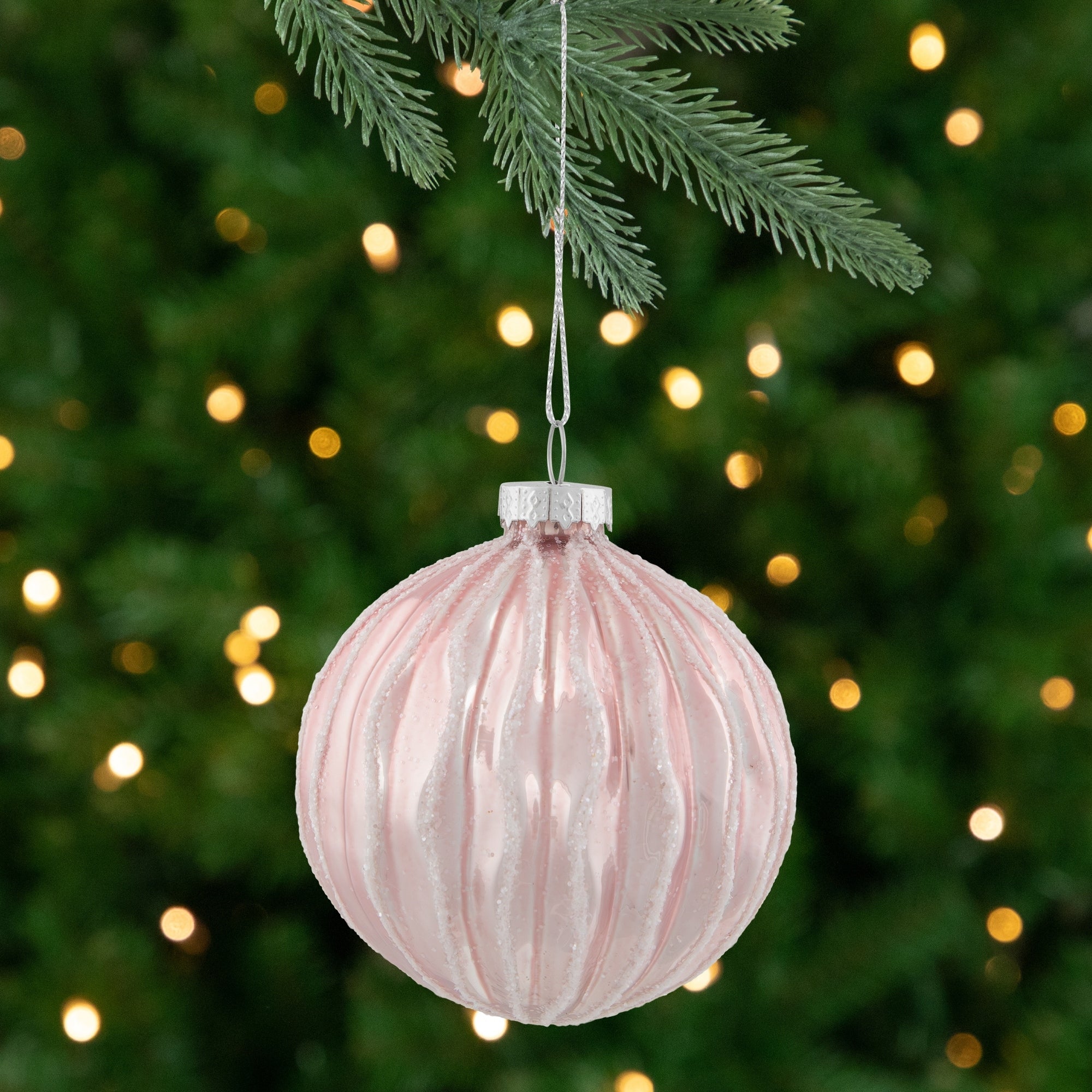 Shiny Glittered Geometric Glass Ball Christmas Ornaments - 3