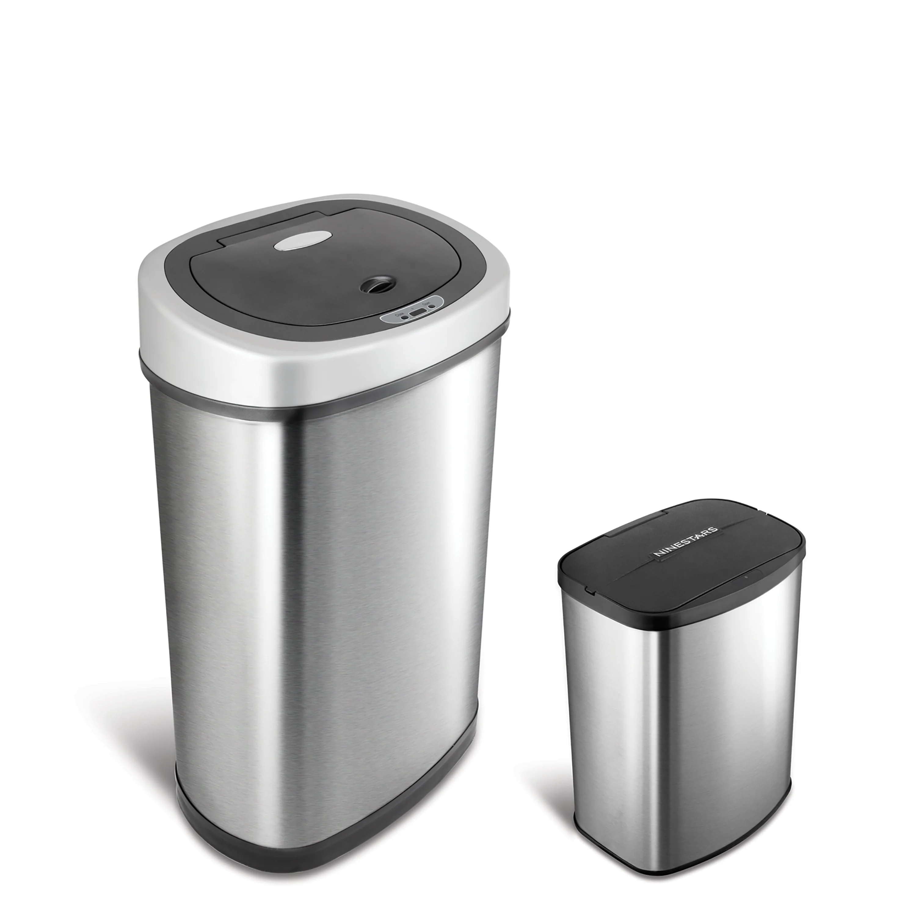 NINESTARS Motion Sensor Stainless Steel 2-in-1 Combo Bathroom/ Kitchen Trash Can Set CB-50-9/8-1