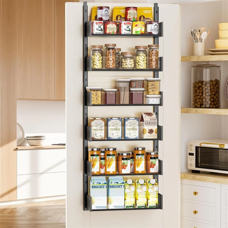 6Tier Over the Door Pantry Organizer with Sturdy Metal Shelves - 5.51