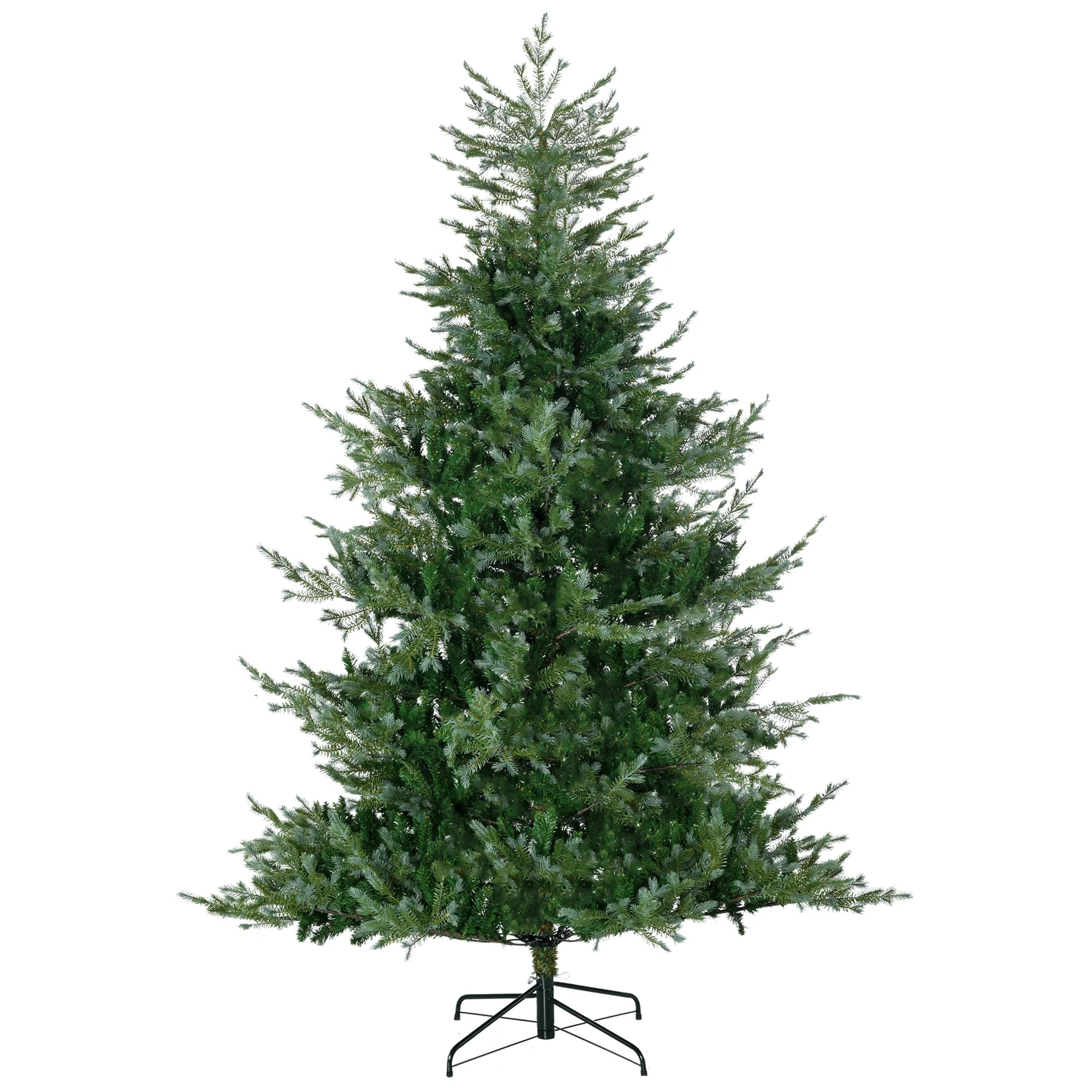 7.5ft Unlit Artificial Christmas Tree, Holiday Decor with 1288 Branch Tips, Steel Base, and Wide Shape