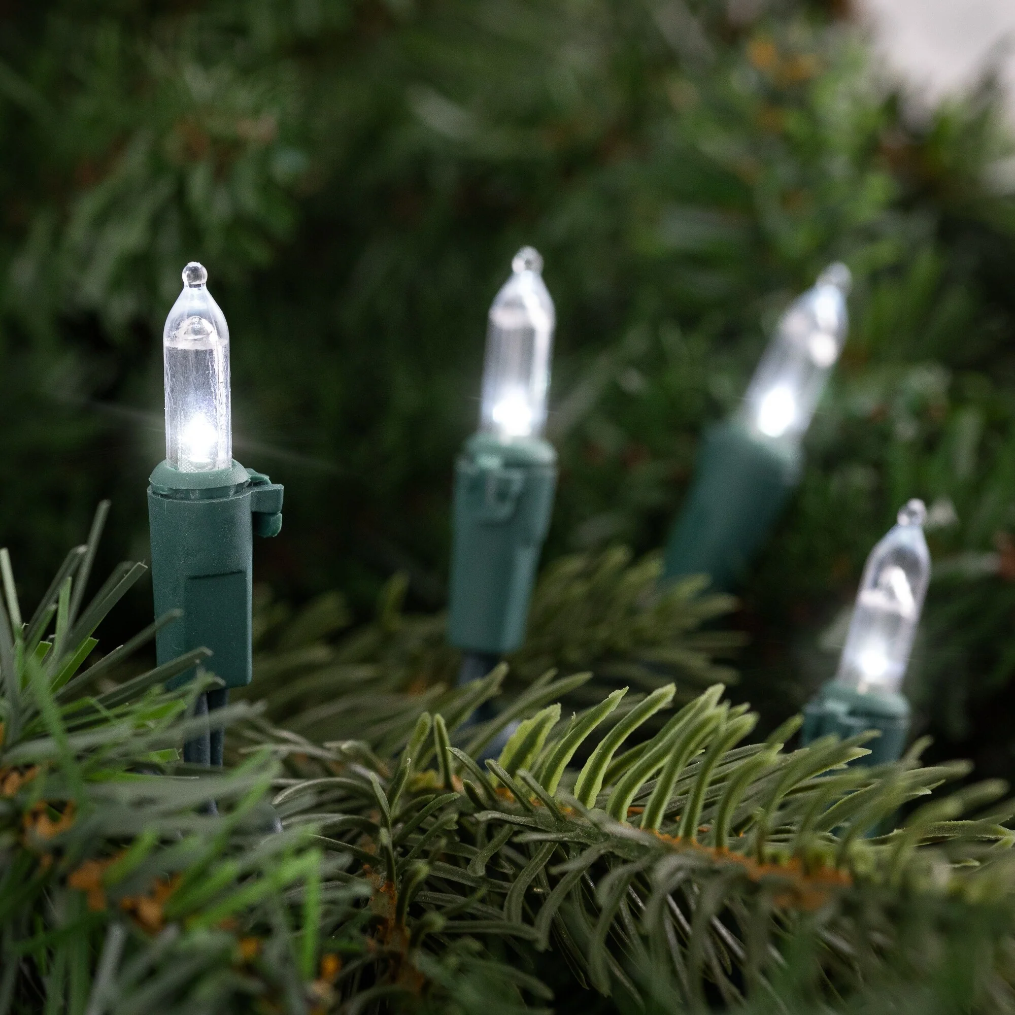 35ct White LED Mini Christmas Lights - 11.25ft Green Wire