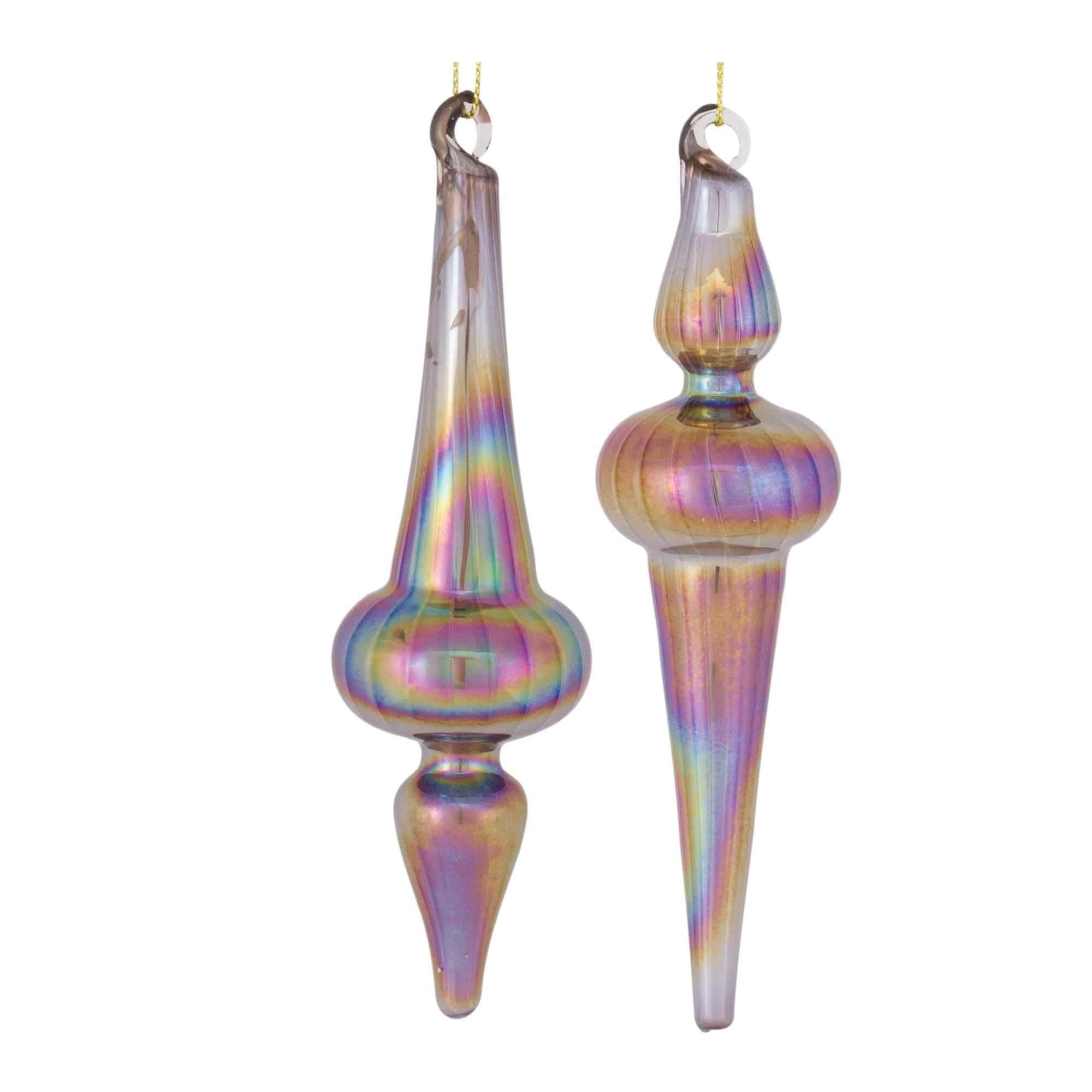 12ct Purple Bronze Irredescent Glass Finial Drop Ornaments 6
