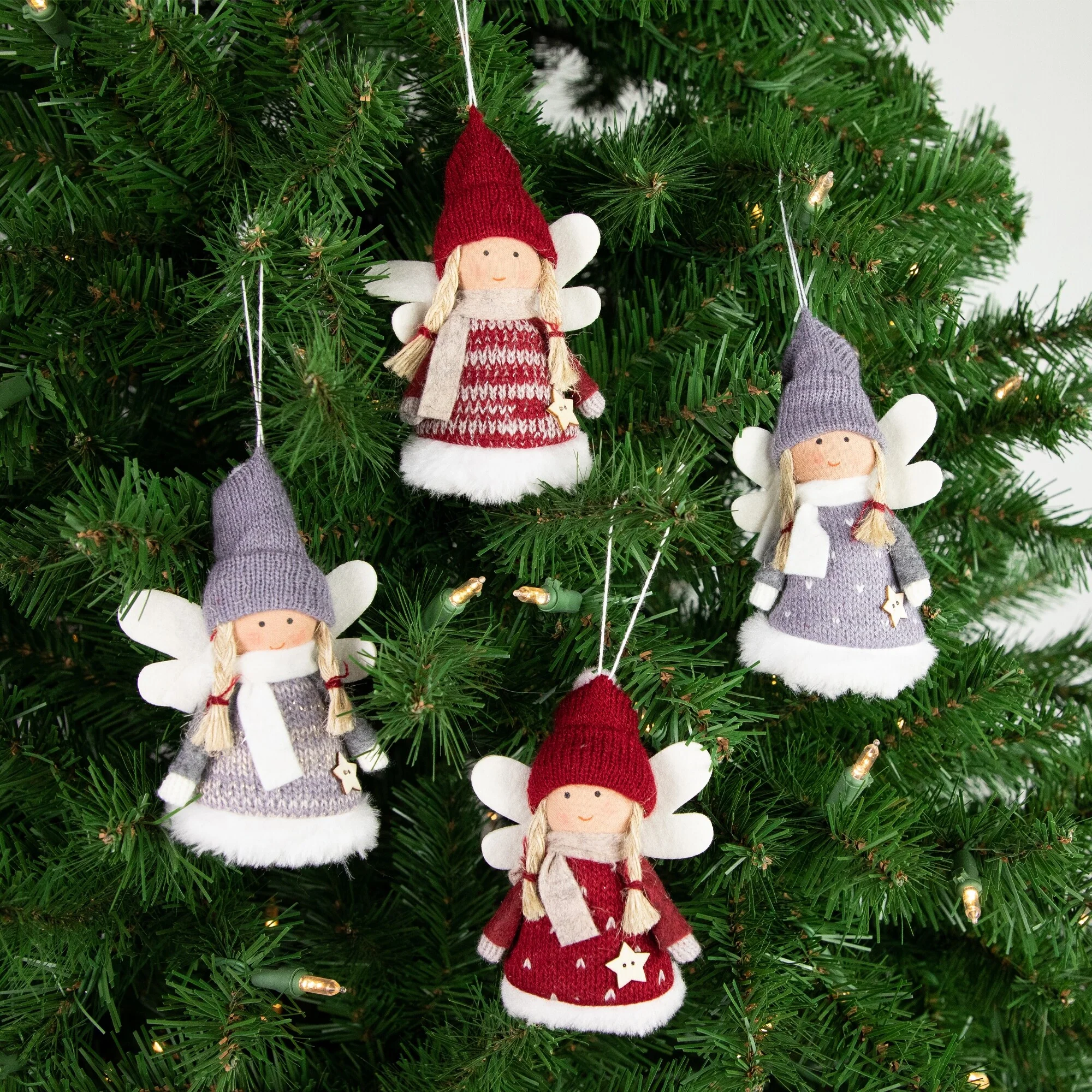 Plush Angel Girl Hanging Christmas Ornaments - 4.25