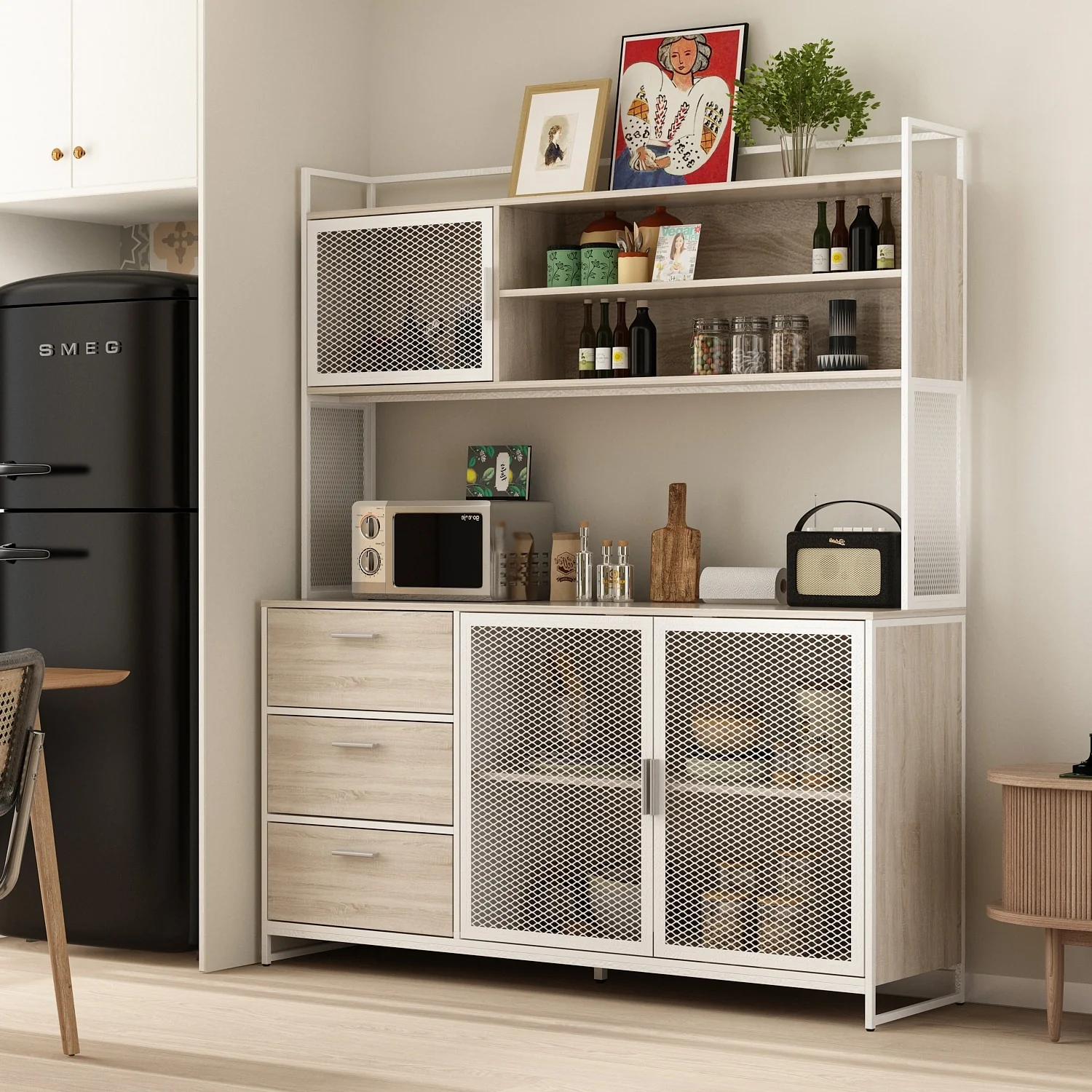 Large Buffet with Hutch,Kitchen Pantry Cupboard Sideboard