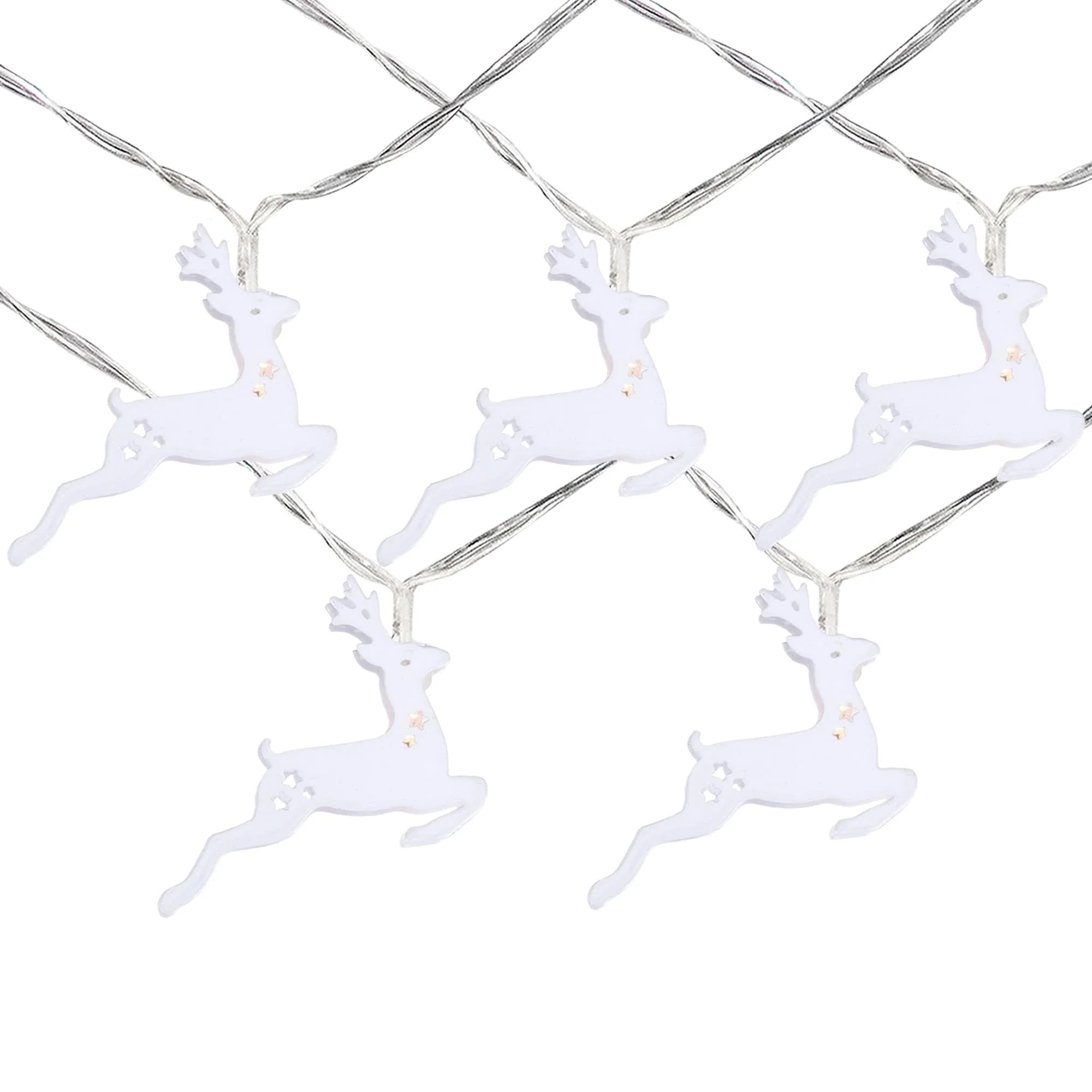 10-ct LED Warm White Reindeer Christmas Lights - 3' Clear Wire
