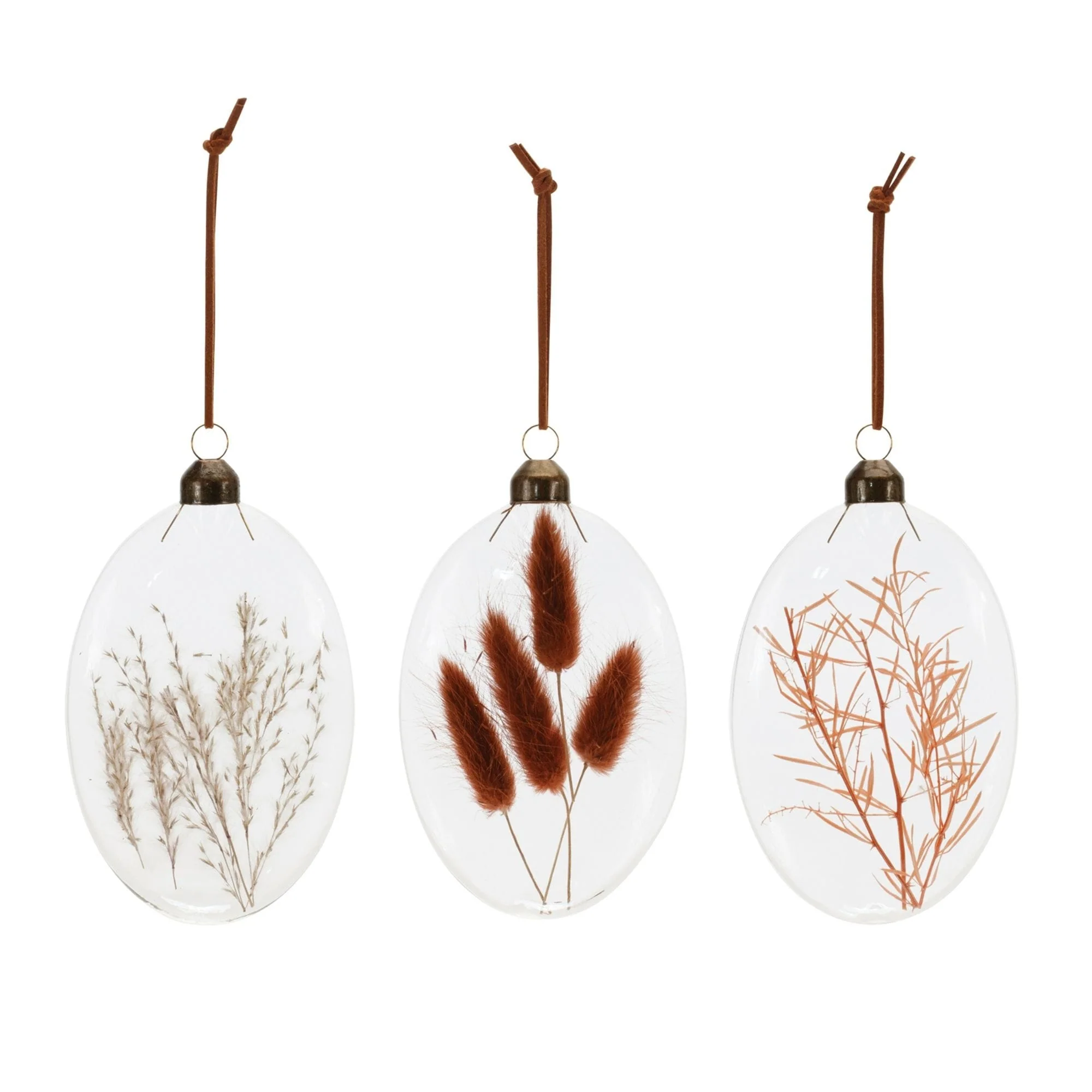 Dried Floral Glass Christmas Ornaments - 5.5