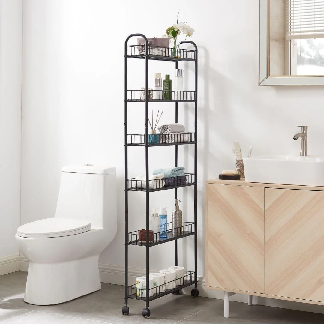 6-Tier Rolling Cart Gap Kitchen Slim Slide Out Storage Tower Rack with Wheels