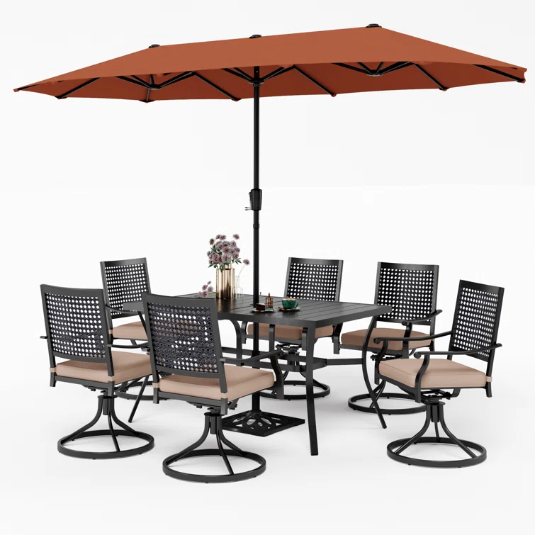 Aivo 6 - Person Rectangular Outdoor Dining Set with Cushions