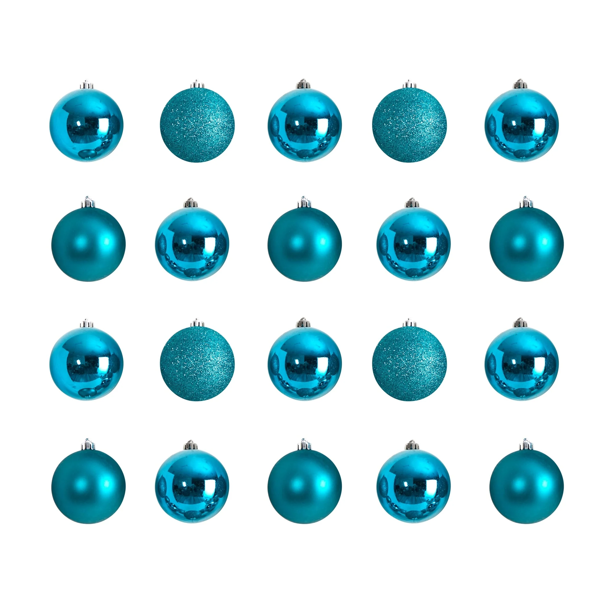 20ct Teal Shatterproof 3-Finish Christmas Ball Ornaments 3