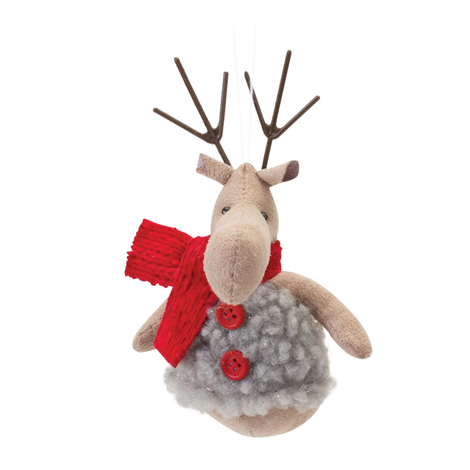Plush Reindeer with Sweater Christmas Ornaments - 6