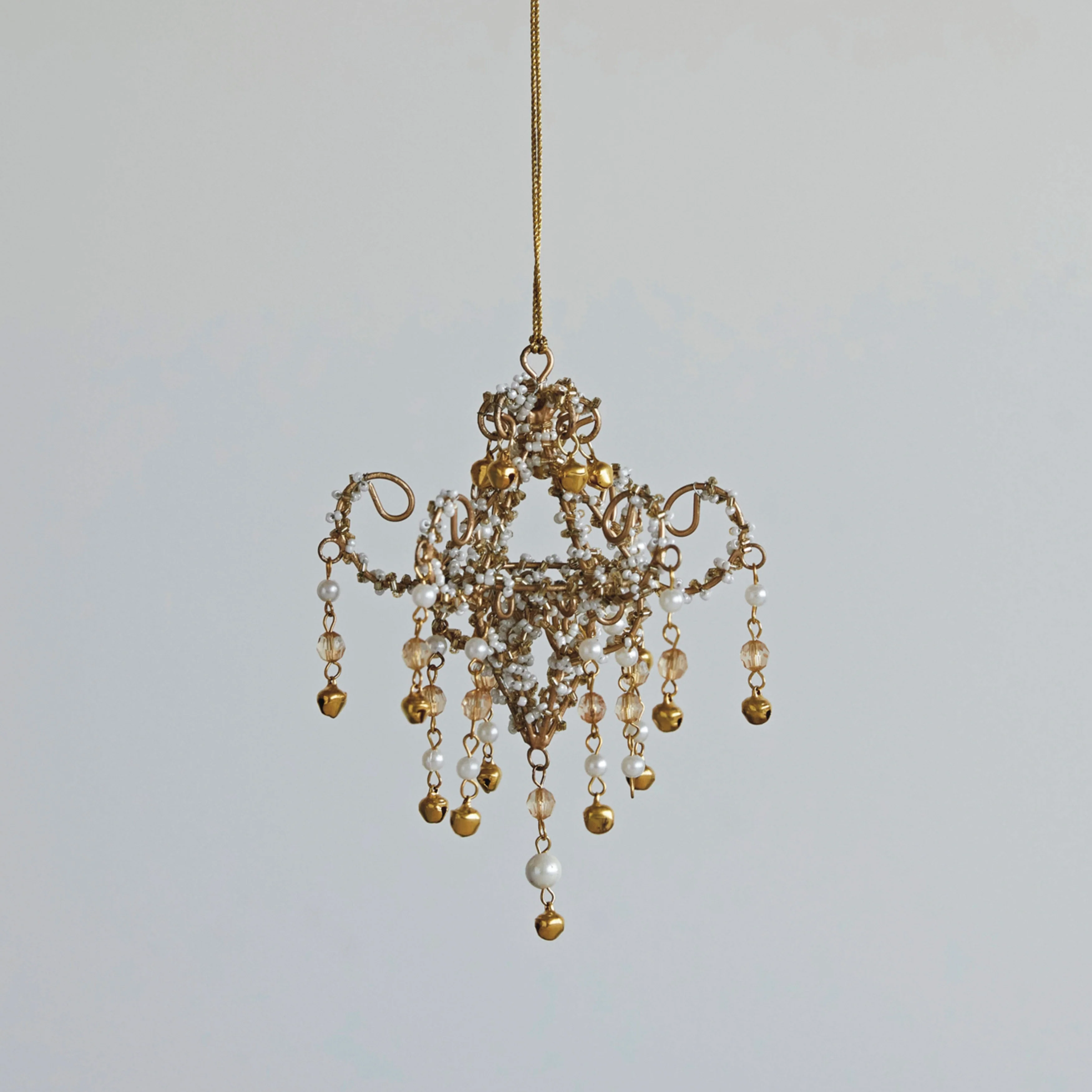Handmade Metal, Glass, and Acrylic Beaded Chandelier Ornament