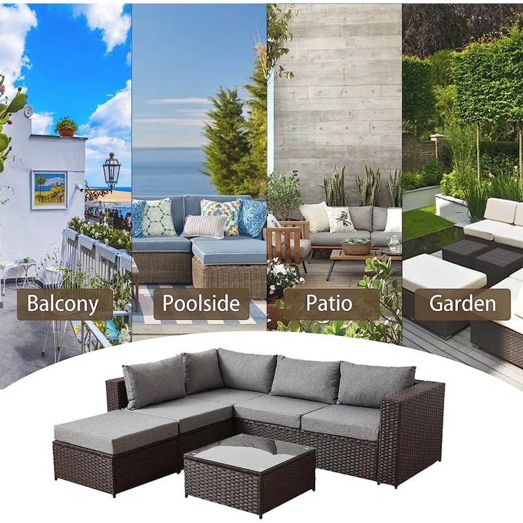 5 - Person Outdoor Seating Group with Cushions