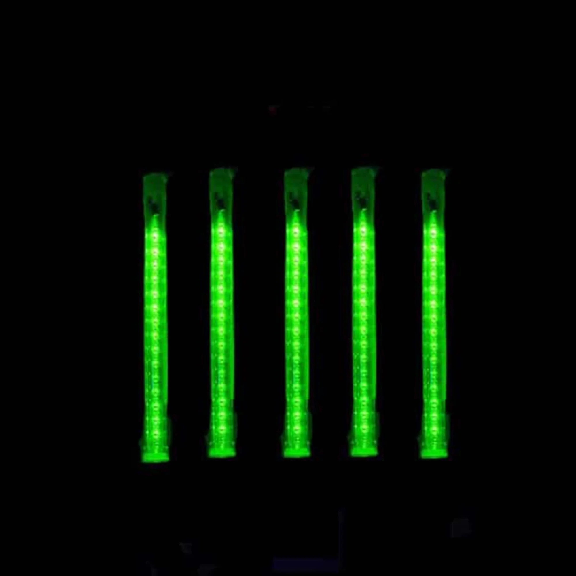 32 LED Lighted Green Dripping Icicle Tube Christmas Lights White Wire