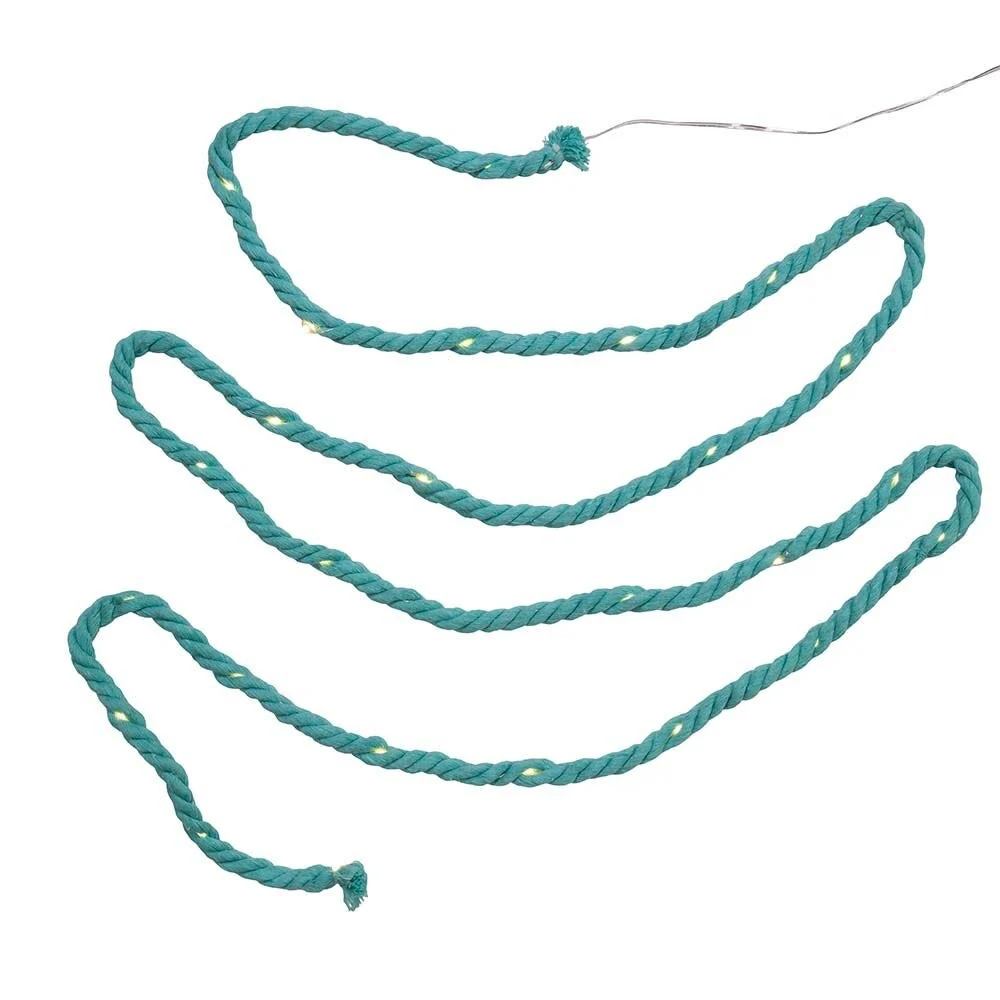 Kurt Adler 30-Light 9.8 Foot Battery-Operated Teal Rope with Warm White Superbright LED Light Set