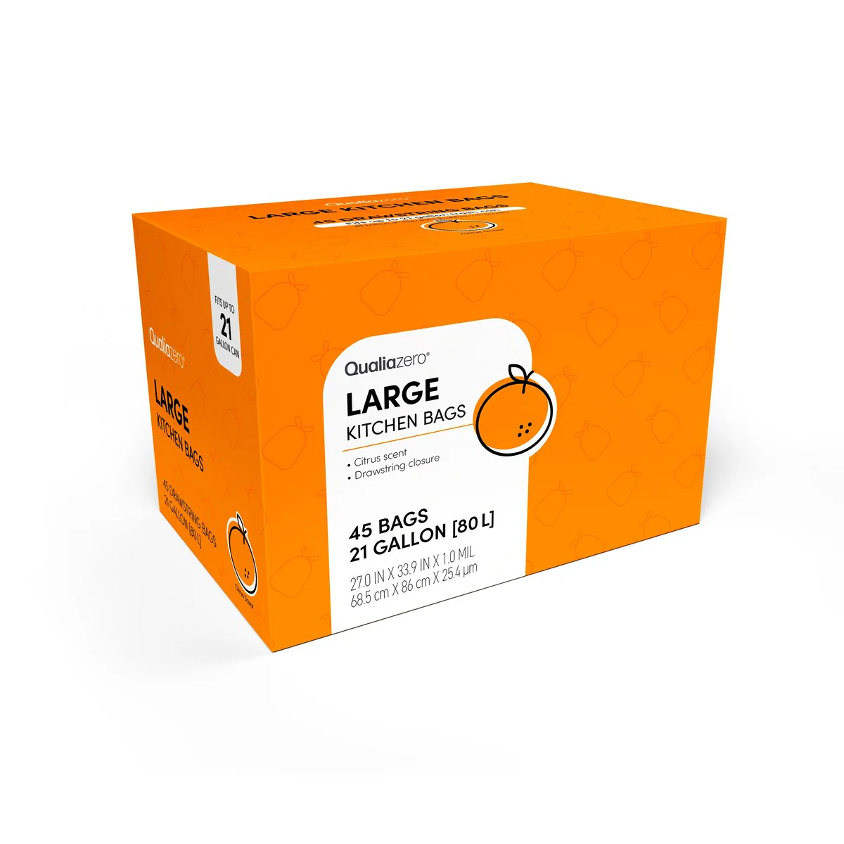 Qualiazero 21 Gallon Drawstring Trash Bag - 45 Bags - Scented or unscented