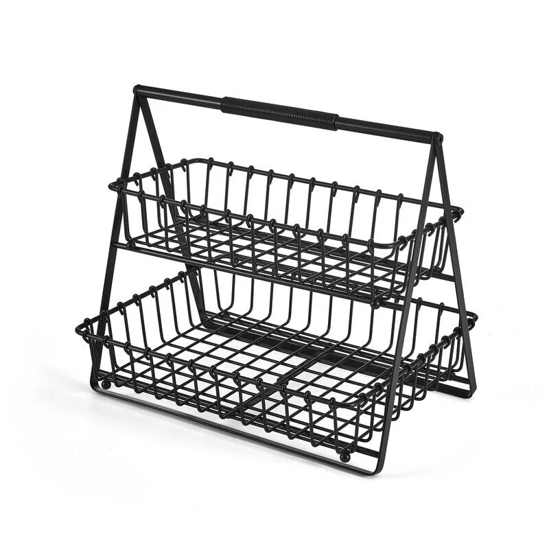 Gourmet Basics by Mikasa Flax 2-Tier Basket, Black/Wire