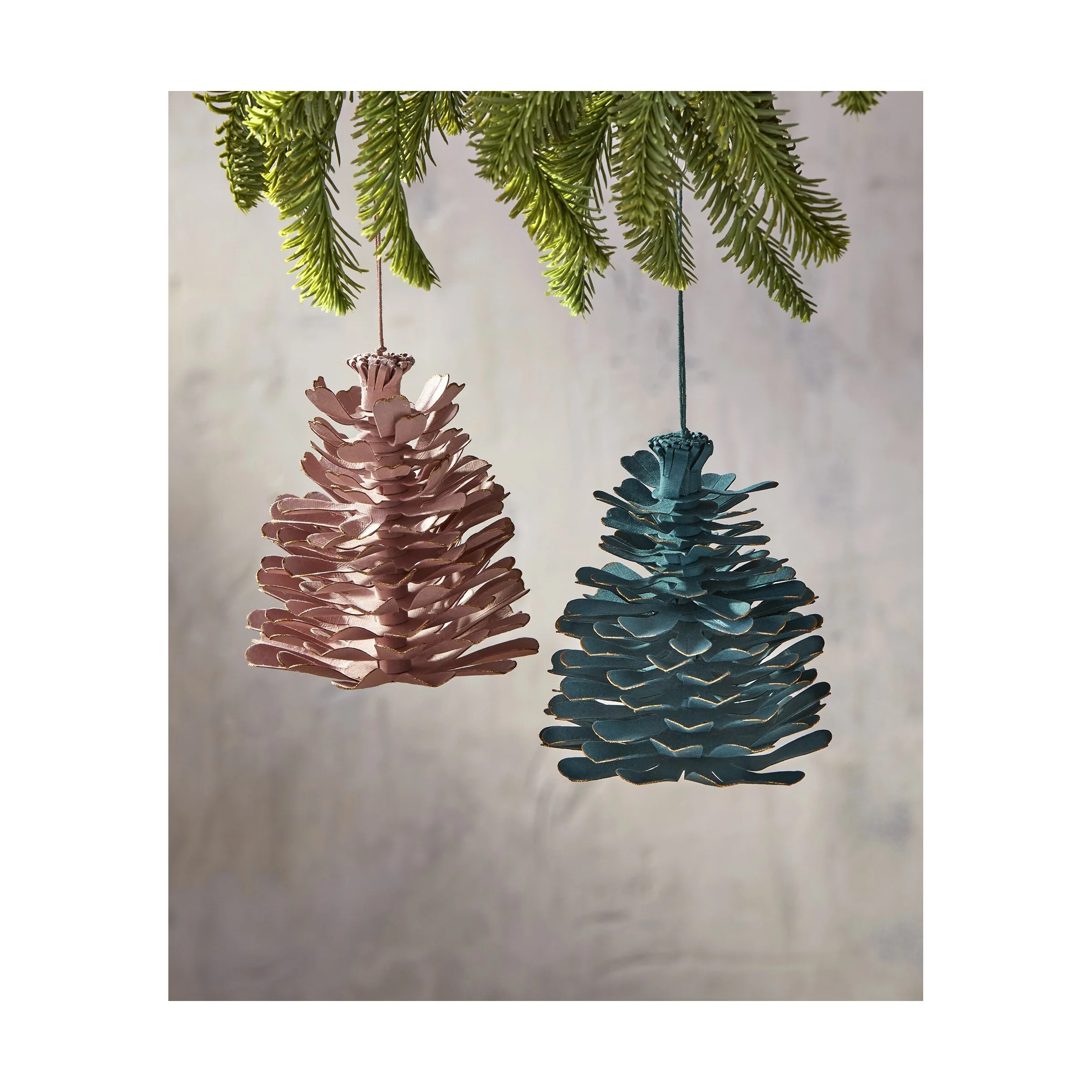 Paper Pinecone Hanging Christmas Ornament XMAS Festive Winter Holidays Artificial Real Pine Tree Home Décor Decoration Blue