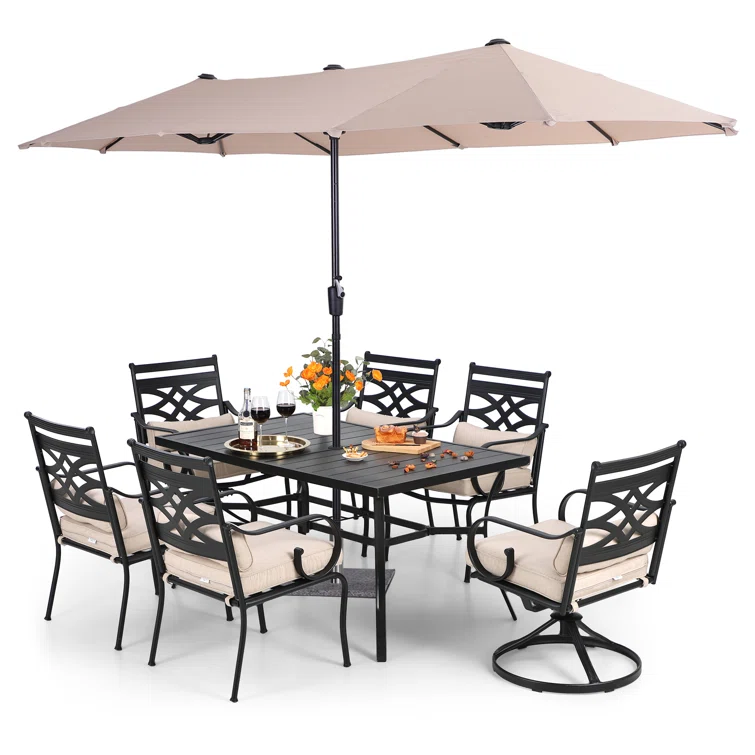 Aivo 6 - Person Rectangular Outdoor Dining Set with Cushions
