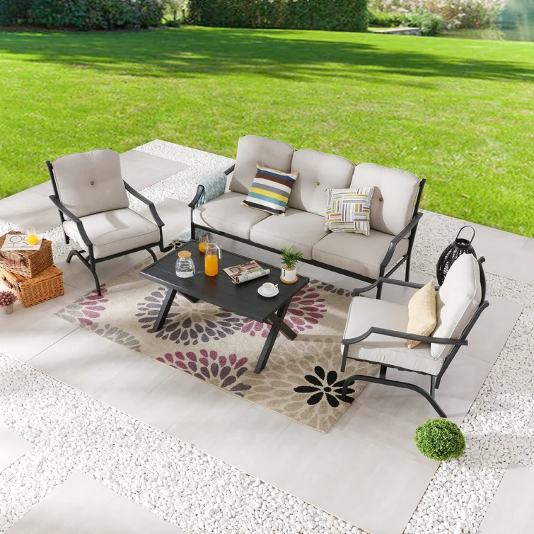Metal 5 - Person Sofa Seating Group with Cushions
