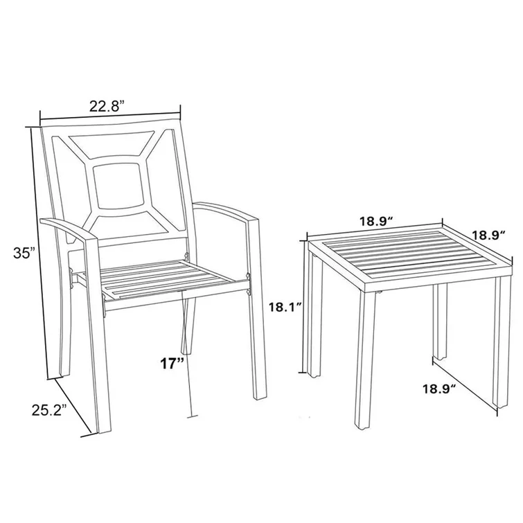 Alyah 2 - Person Square Outdoor Dining Set