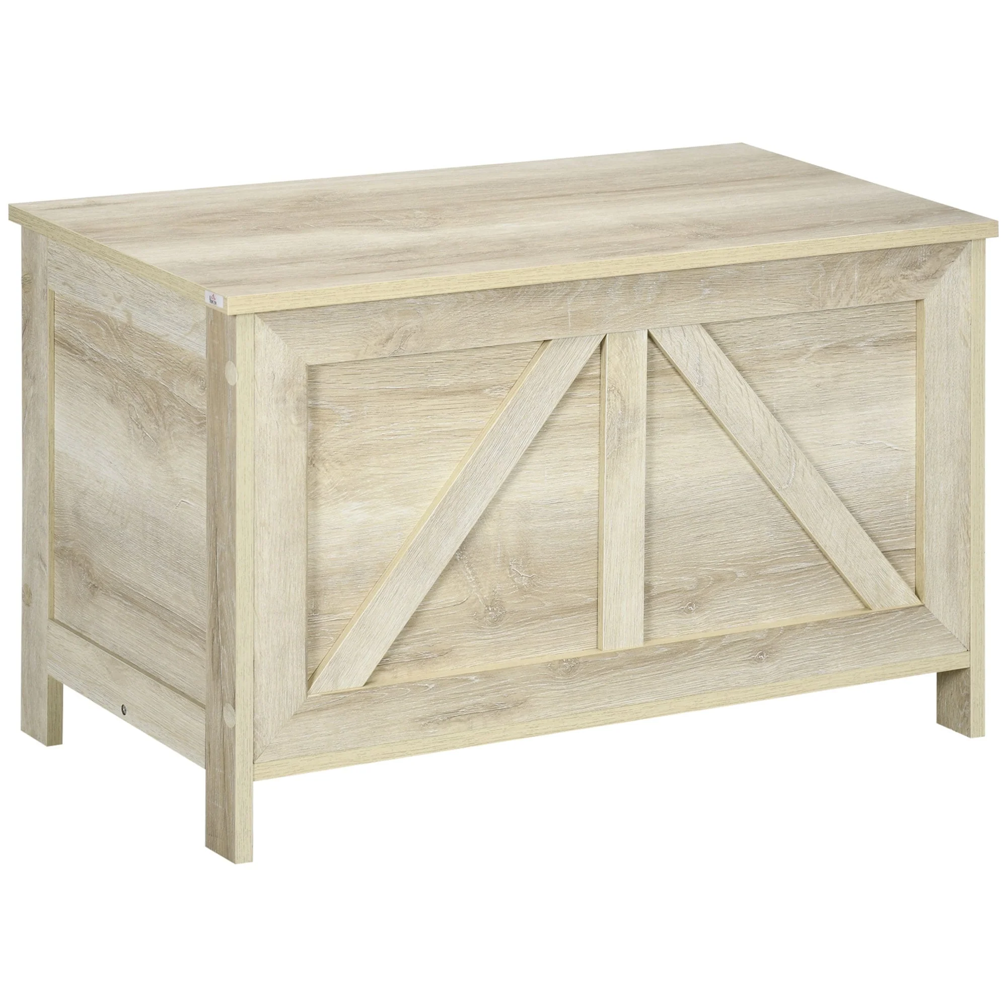 HOMCOM Farmhouse Storage Chest, Lift Top Toy Chest, Toy Box Organizer with Safety Hinge to Open Up 150°