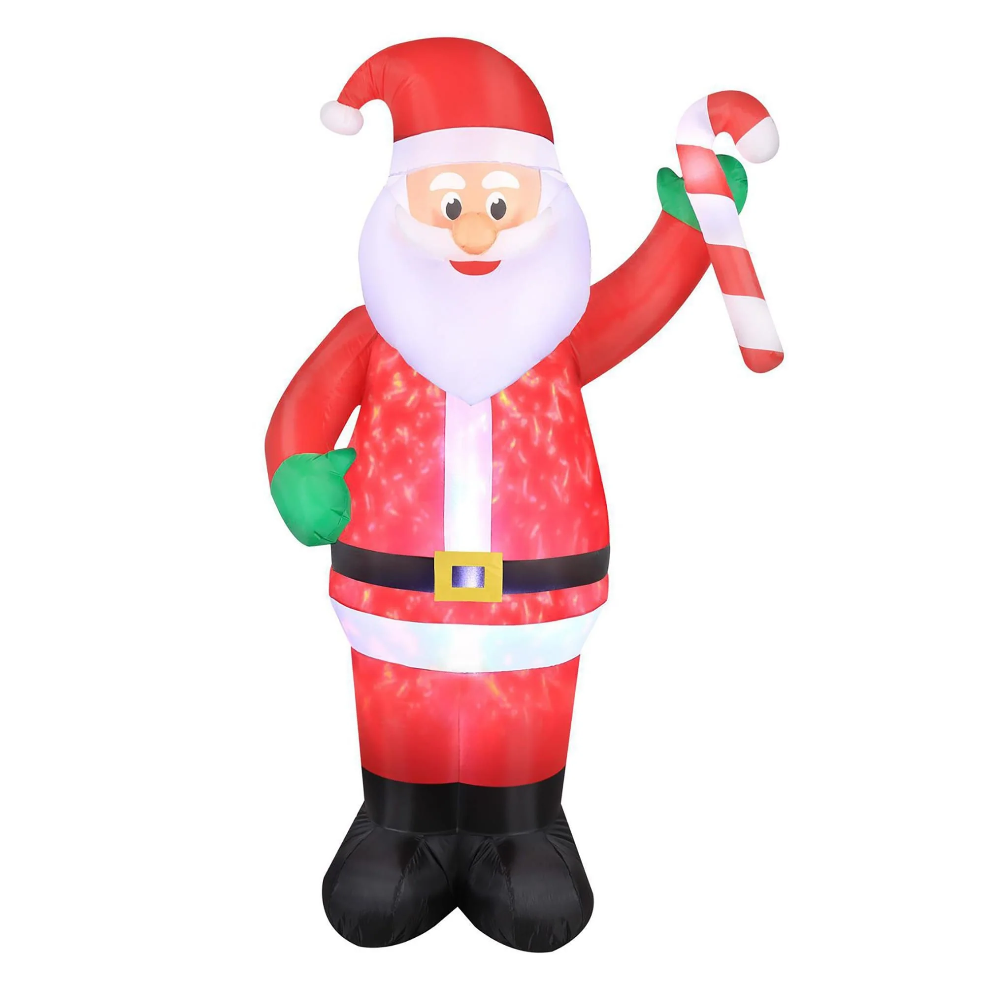 Occasions 7' Inflatable Swirling Lights Santa with Candy Cane Yard Decoration - 3.7
