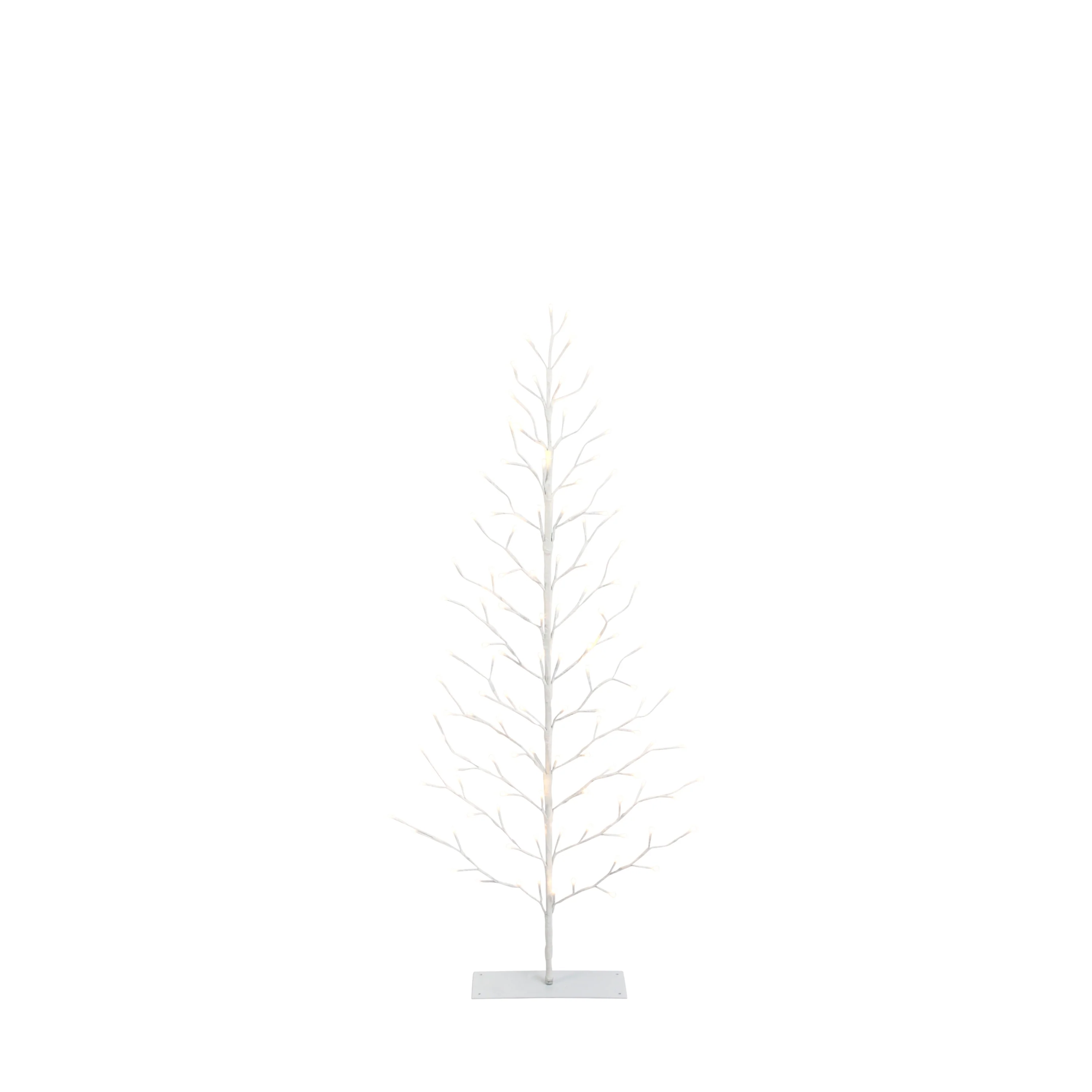 5 ft Tall White Pre Lit Tree with 112 Warm White LED Lights - N/A