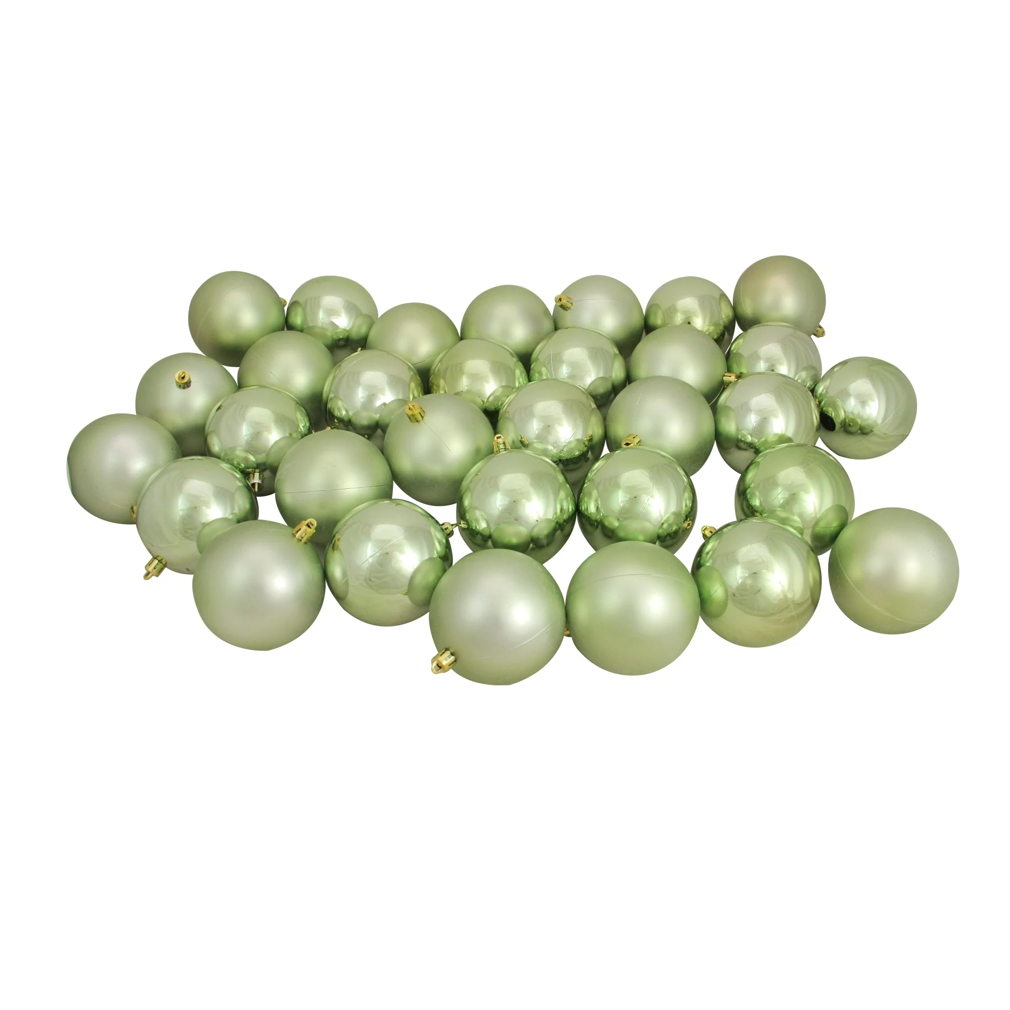 32ct Green Shatterproof 2-Finish Christmas Ball Ornaments 3.25