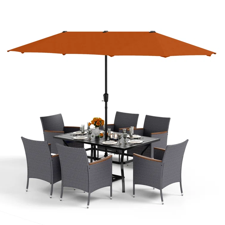 Alyah 6 - Person Rectangular Outdoor Dining Set with Cushions