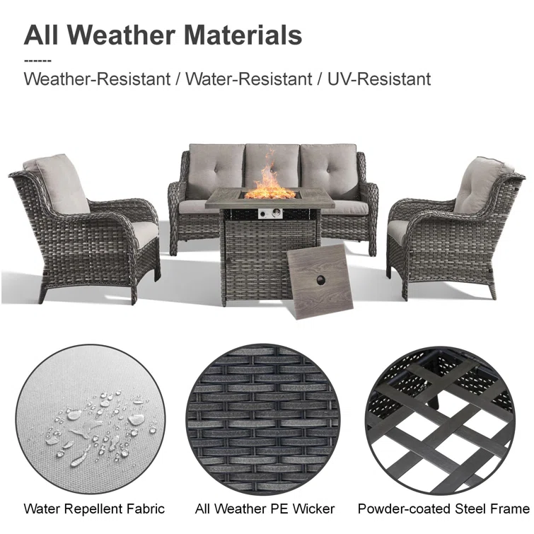 Darijus 5 - Person Outdoor Seating Group with Cushions
