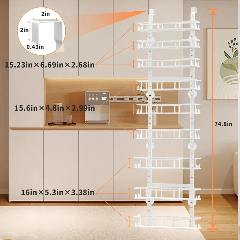 9Tier Over The Door Pantry Organizer Rack Metal Pantry Organization - 6