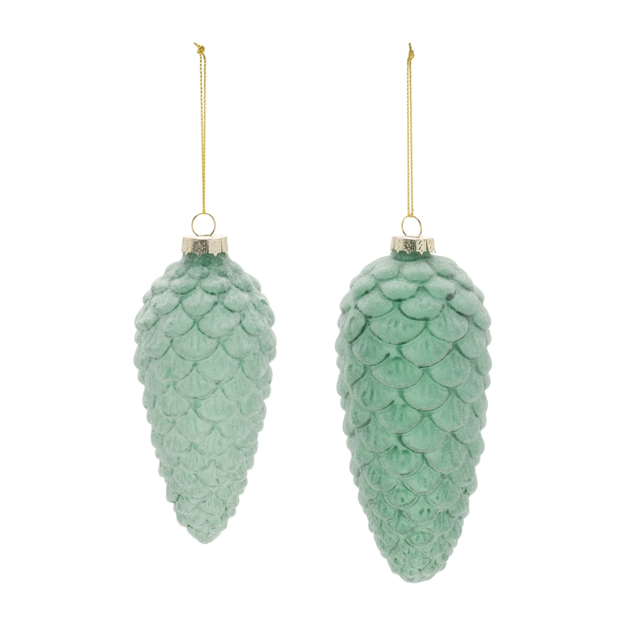 Frosted Glass Pinecone Christmas Ornaments - 6
