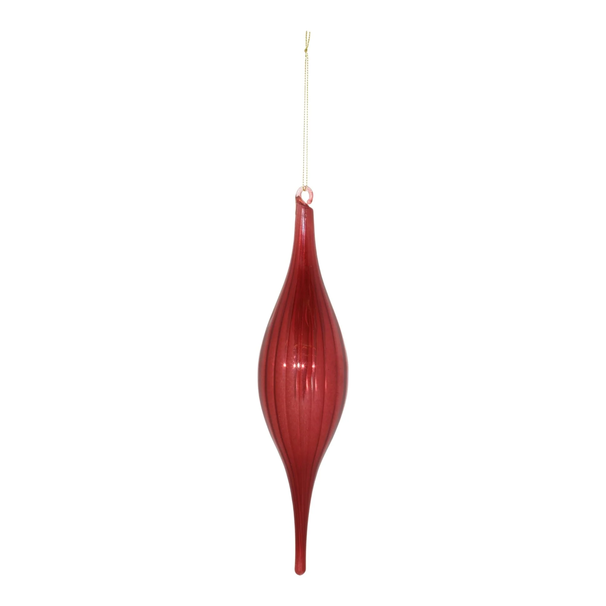Ribbed Drop Glass Christmas Ornaments - 10.5