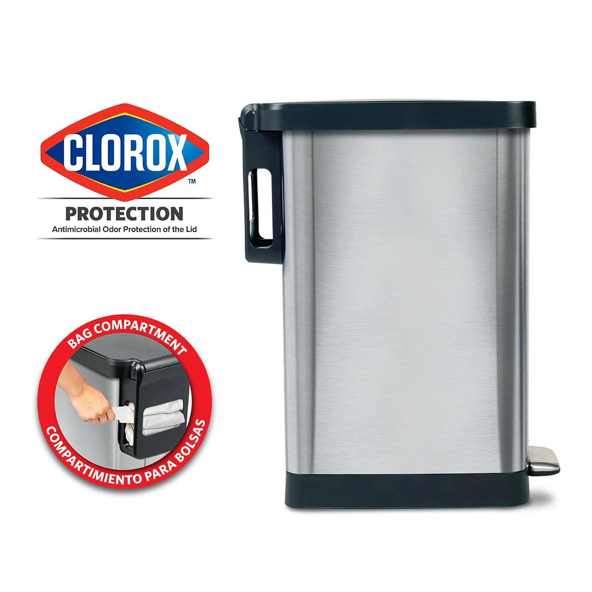 Glad Slim Stainless Steel Step Trash Can