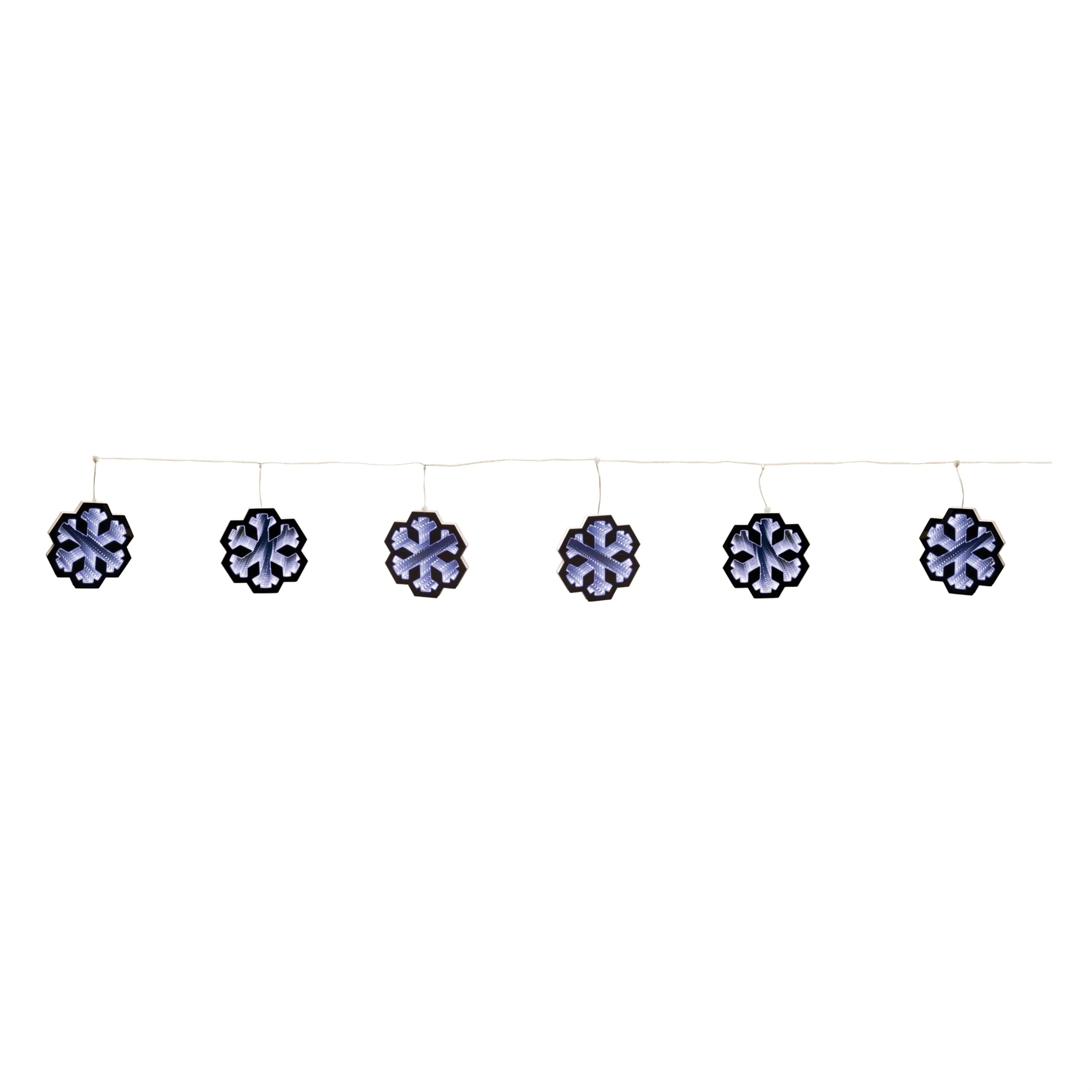 White Acrylic Snowflake Garland with Infinity Lights Festive Foam Decor - 68” x 0.5” x 6.25” (L x W x H)