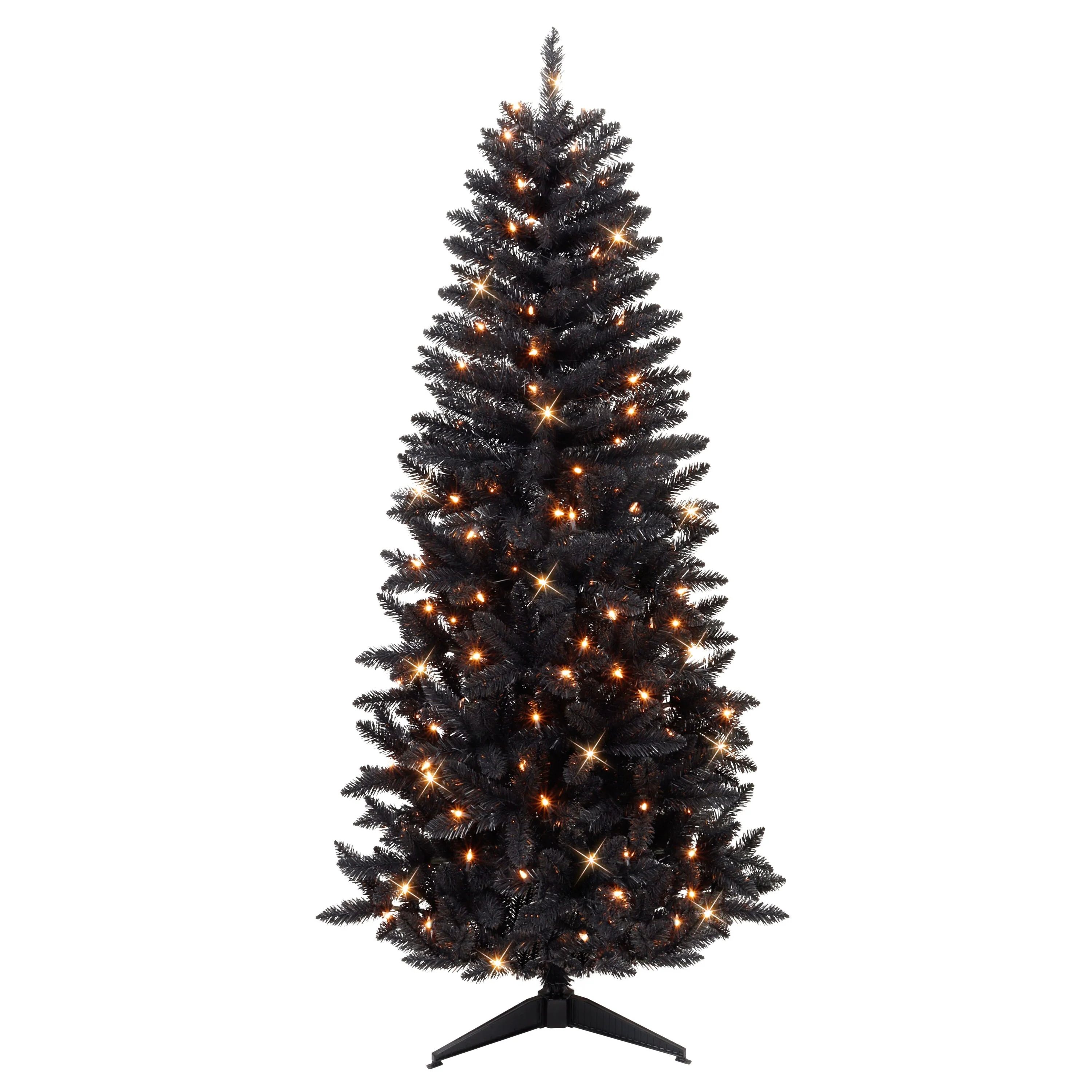 Puleo International 7' Pre-Lit Black Artificial Carson Pine Tree