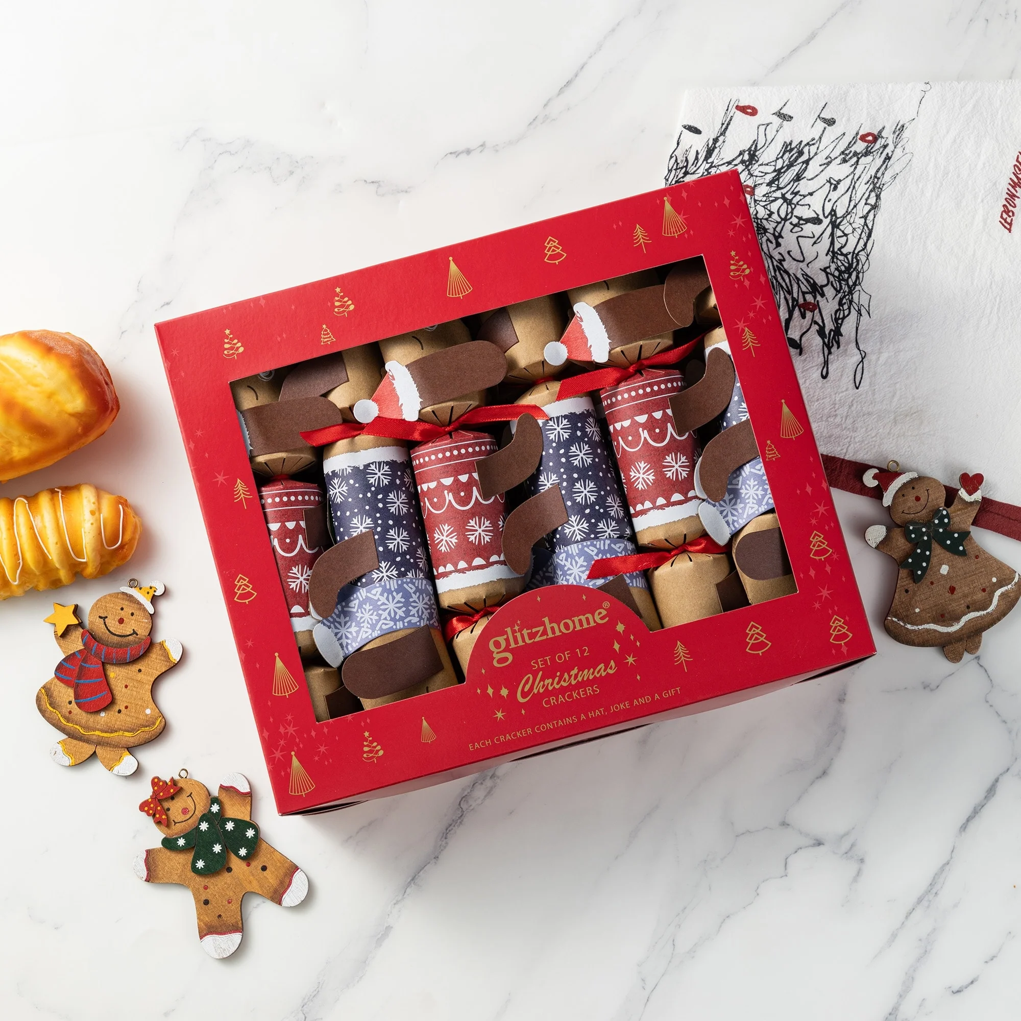 Glitzhome 12 Pack Christmas Dogs Party Cracker with Gift Contents