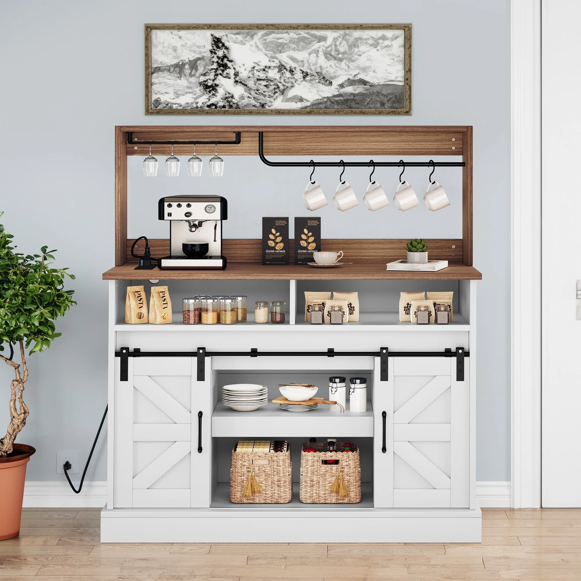 Moasis Farmhouse Coffee Bar Cabinet - 15.1